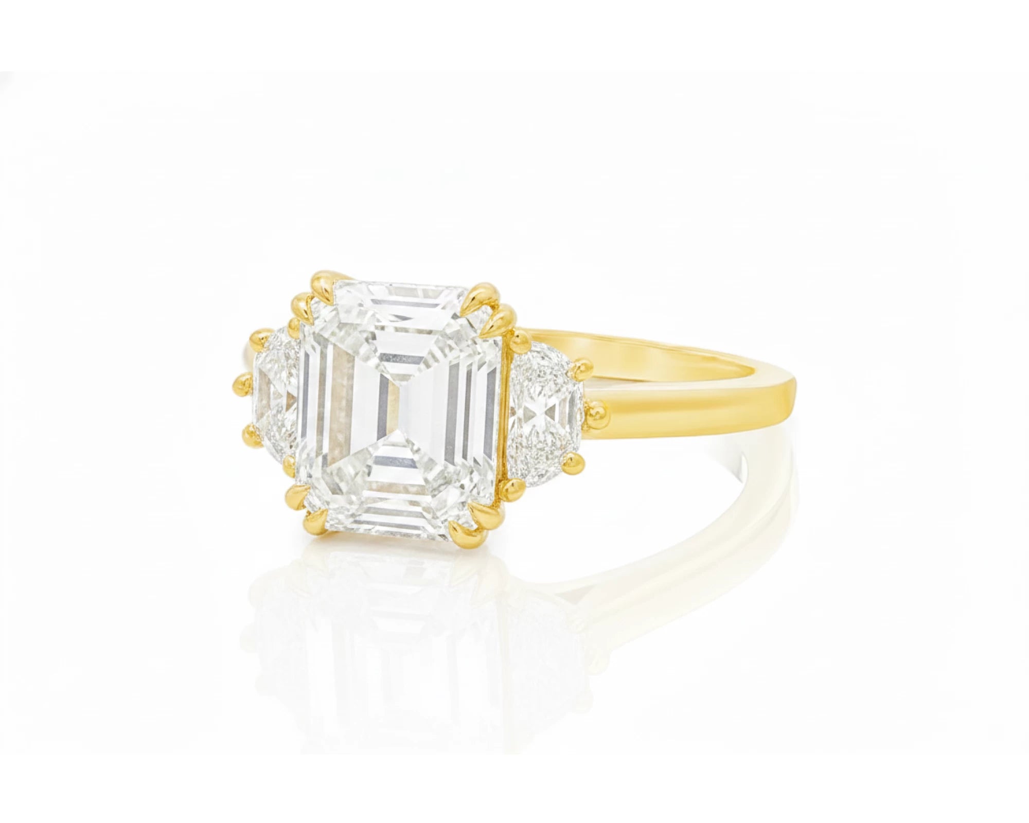 14k Gold Diamond Emerald-Cut Halo Ring with & Accent Diamonds 3.10 CT – lifestyle 2125