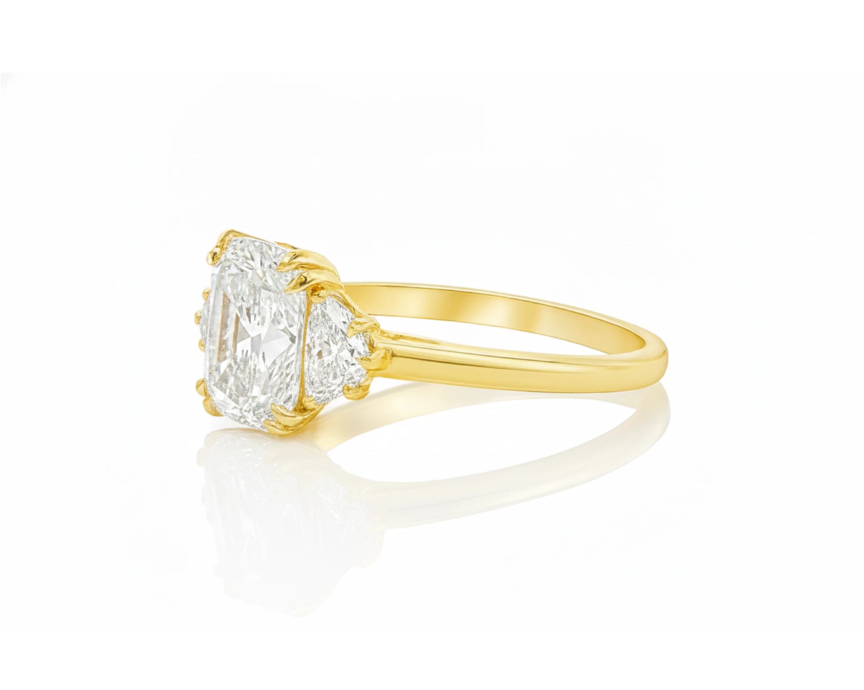 14k Gold Diamond Emerald-Cut Halo Ring with & Accent Diamonds 3.10 CT – lifestyle 2132