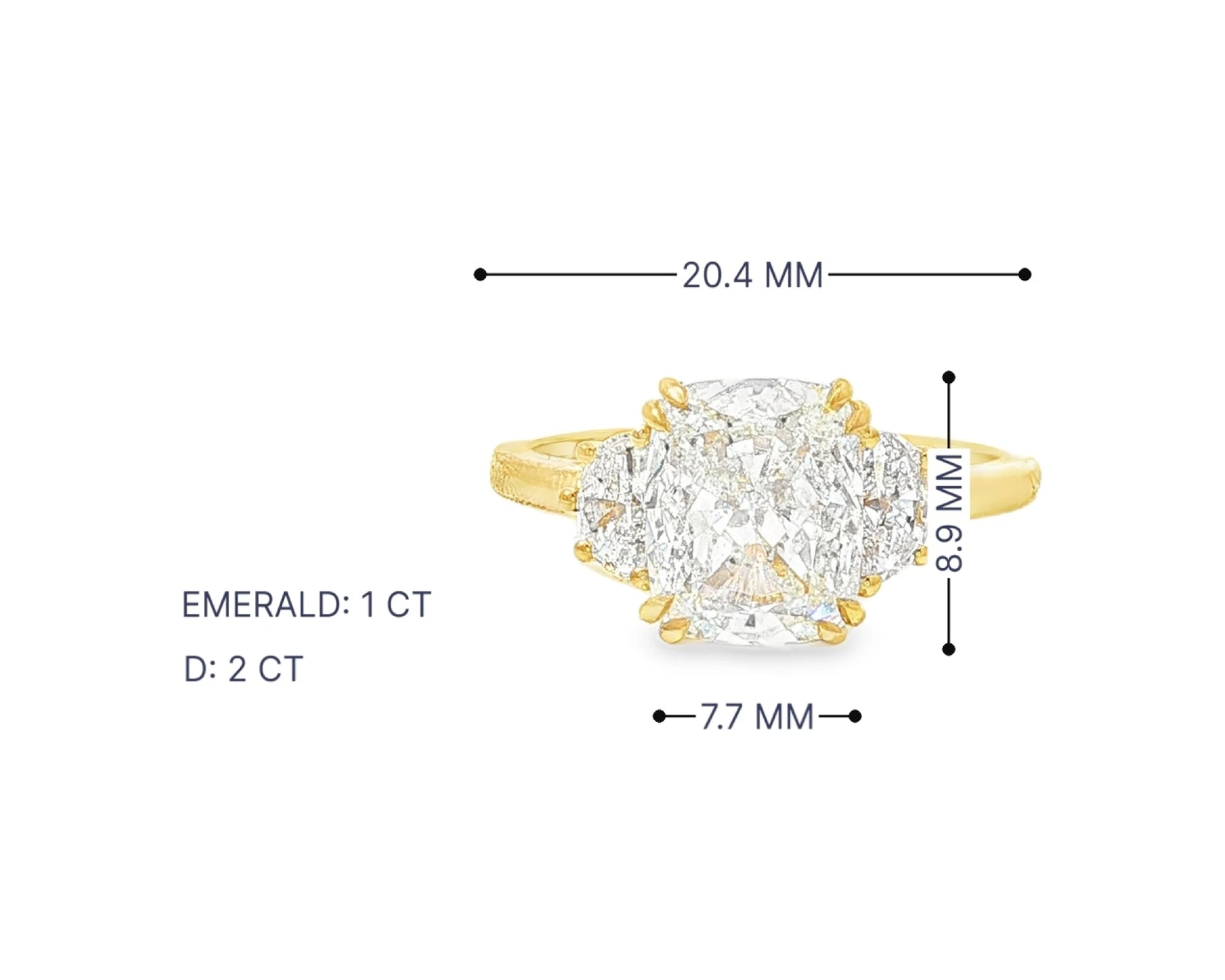 14k Gold Diamond Emerald-Cut Halo Ring with & Accent Diamonds 3.10 CT – lifestyle 3068