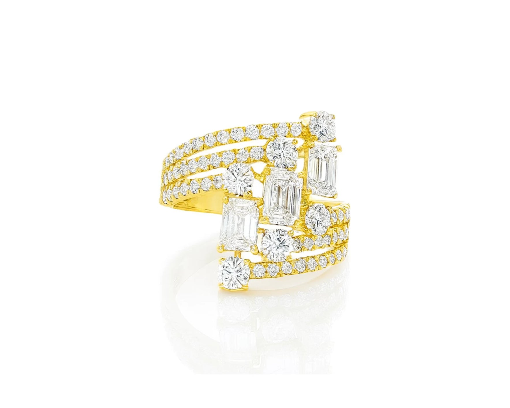 14K Gold Diamond Emerald & Round Multi Wrap Ring 2.65 CT – lifestyle 305