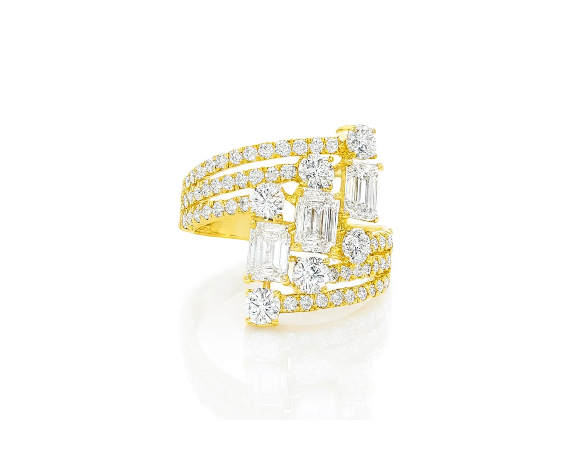 14K Gold Diamond Emerald & Round Multi Wrap Ring 2.65 CT – lifestyle 305