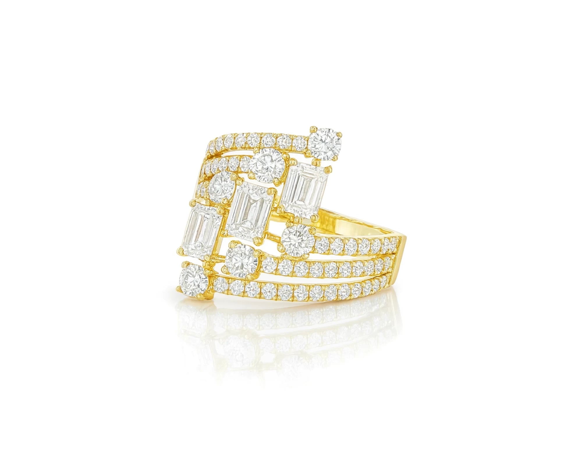 14K Gold Diamond Emerald & Round Multi Wrap Ring 2.65 CT – lifestyle 307