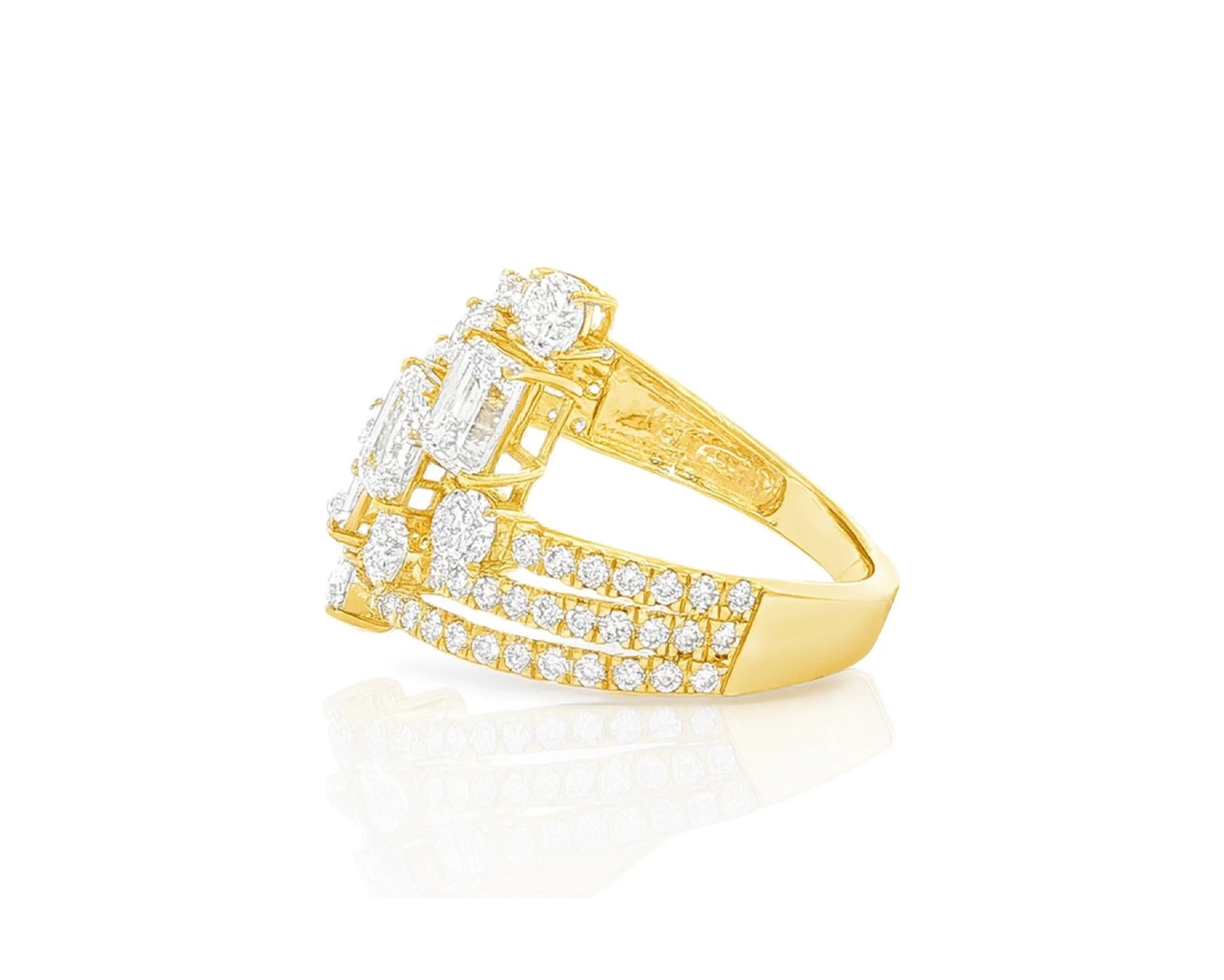 14K Gold Diamond Emerald & Round Multi Wrap Ring 2.65 CT – lifestyle 308