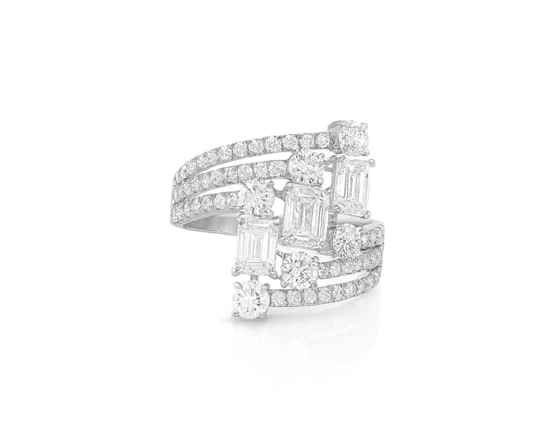 14K Gold Diamond Emerald & Round Multi Wrap Ring 2.65 CT – lifestyle 311