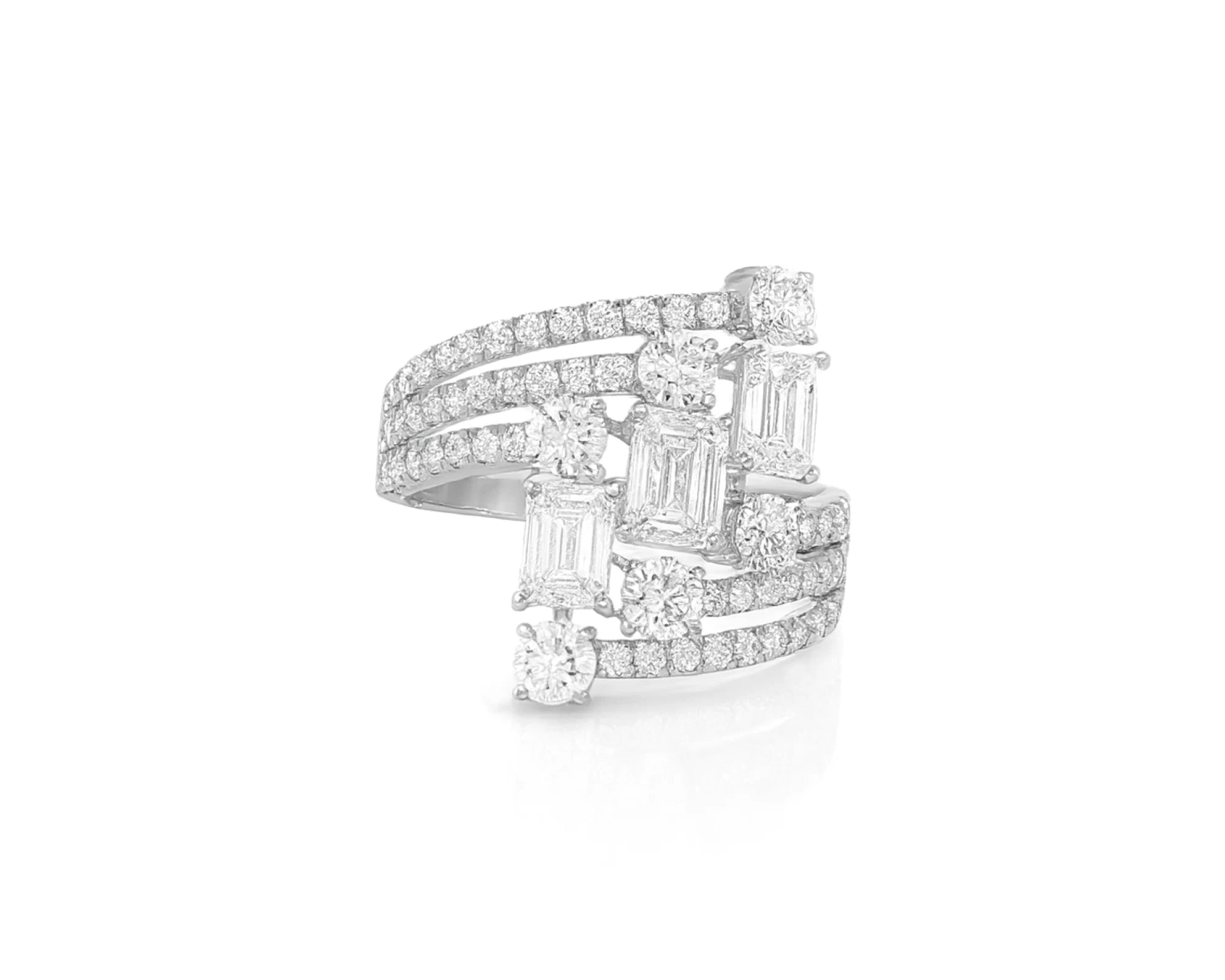 14K Gold Diamond Emerald & Round Multi Wrap Ring 2.65 CT – lifestyle 311