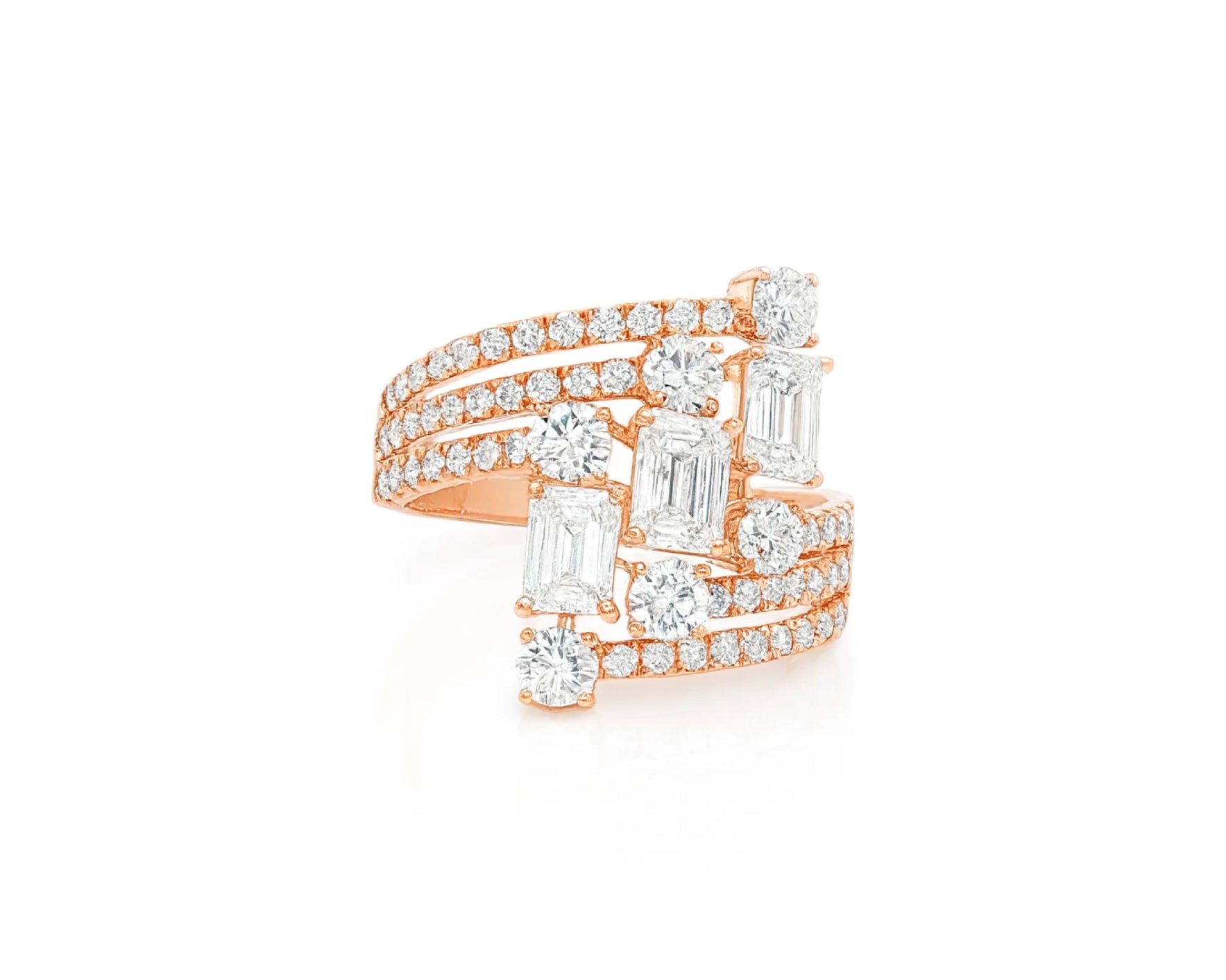 14K Gold Diamond Emerald & Round Multi Wrap Ring 2.65 CT – lifestyle 312