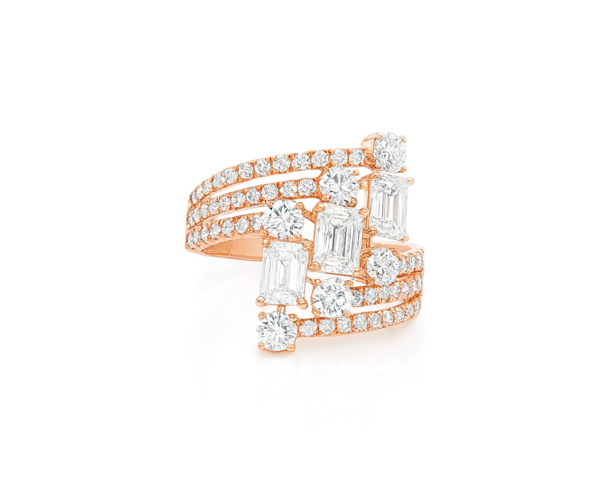 14K Gold Diamond Emerald & Round Multi Wrap Ring 2.65 CT – lifestyle 312