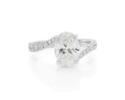 14k Gold Diamond Engagement Ring Oval-Cut Center & Twisted Pavé Band 2.60ct