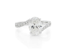 14k Gold Diamond Engagement Ring Oval-Cut Center & Twisted Pavé Band 2.60ct