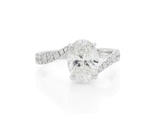 14k Gold Diamond Engagement Ring Oval-Cut Center & Twisted Pavé Band 2.60ct