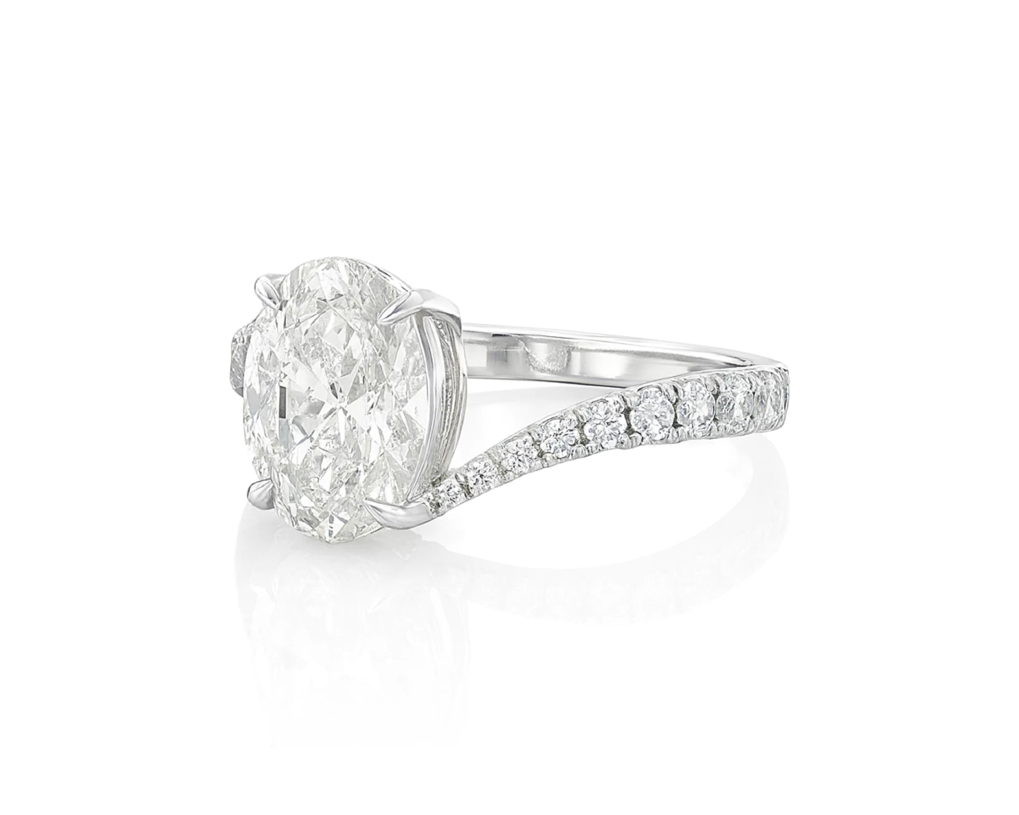 14k Gold Diamond Engagement Ring Oval-Cut Center & Twisted Pavé Band 2.60ct – lifestyle 1981