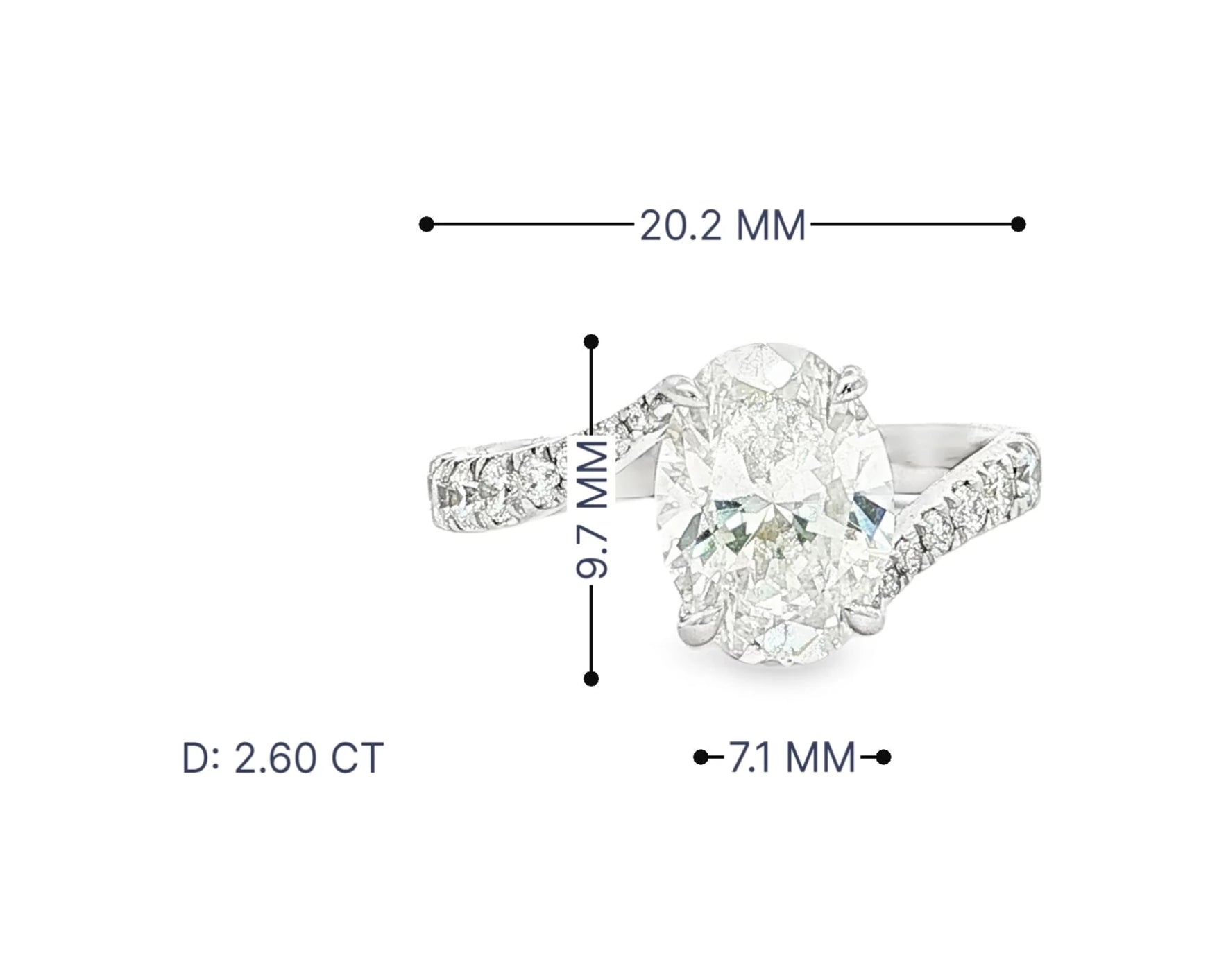 14k Gold Diamond Engagement Ring Oval-Cut Center & Twisted Pavé Band 2.60ct – lifestyle 3065