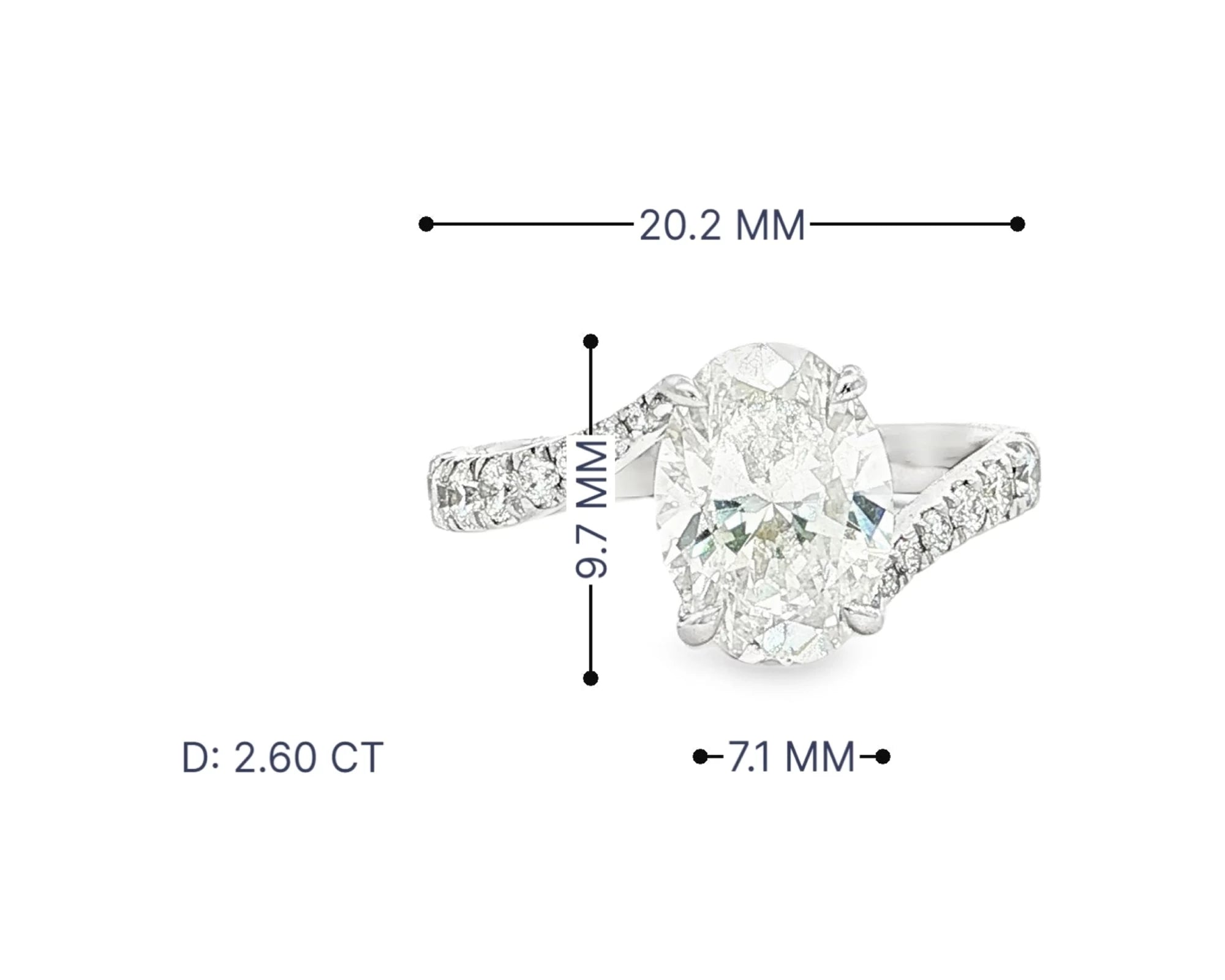 14k Gold Diamond Engagement Ring Oval-Cut Center & Twisted Pavé Band 2.60ct – lifestyle 3065