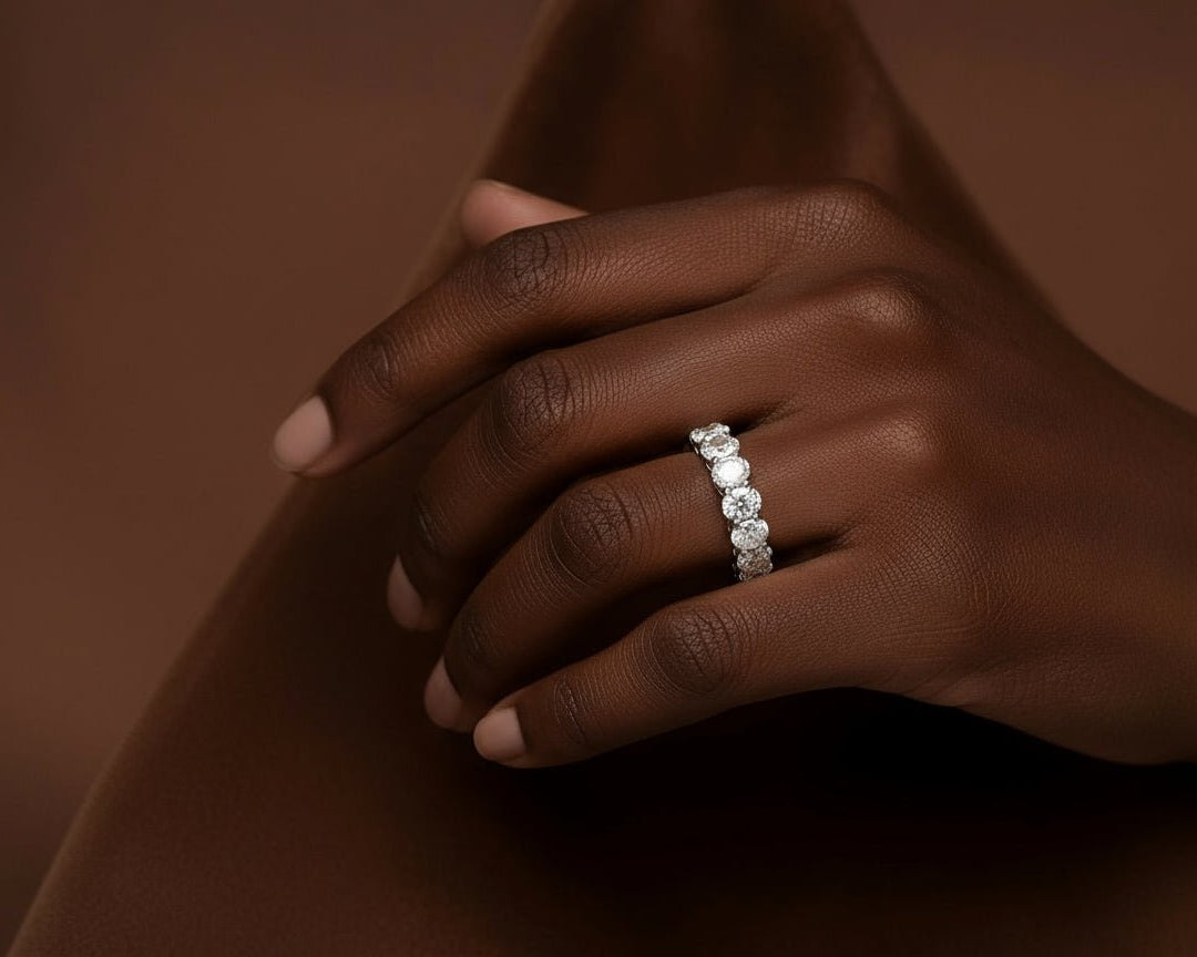 14k Gold Diamond Eternity Band with Oval - Cut Design 7.57ct - AVI THE JEWELER