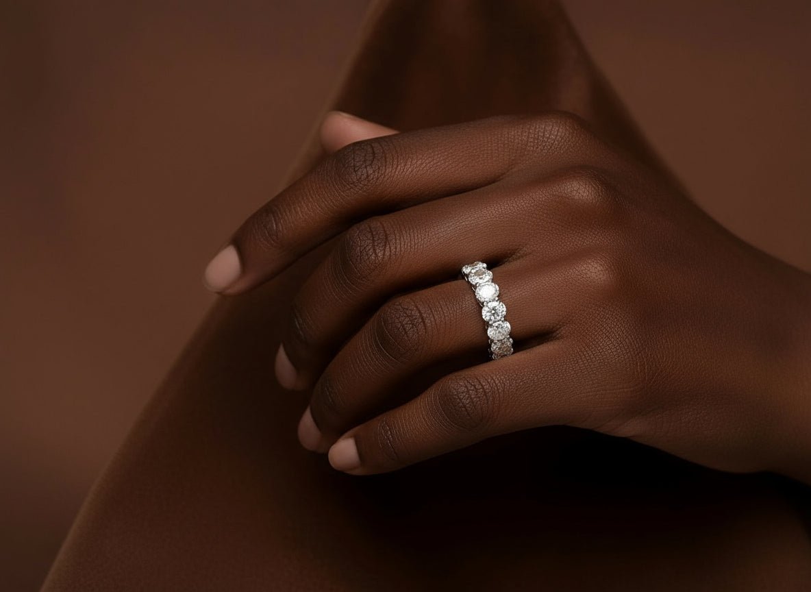 14k Gold Diamond Eternity Band with Oval - Cut Design 7.57ct - AVI THE JEWELER