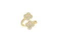 14k Gold Diamond Floral Bypass Ring with Pave Clover Design 1.25ct