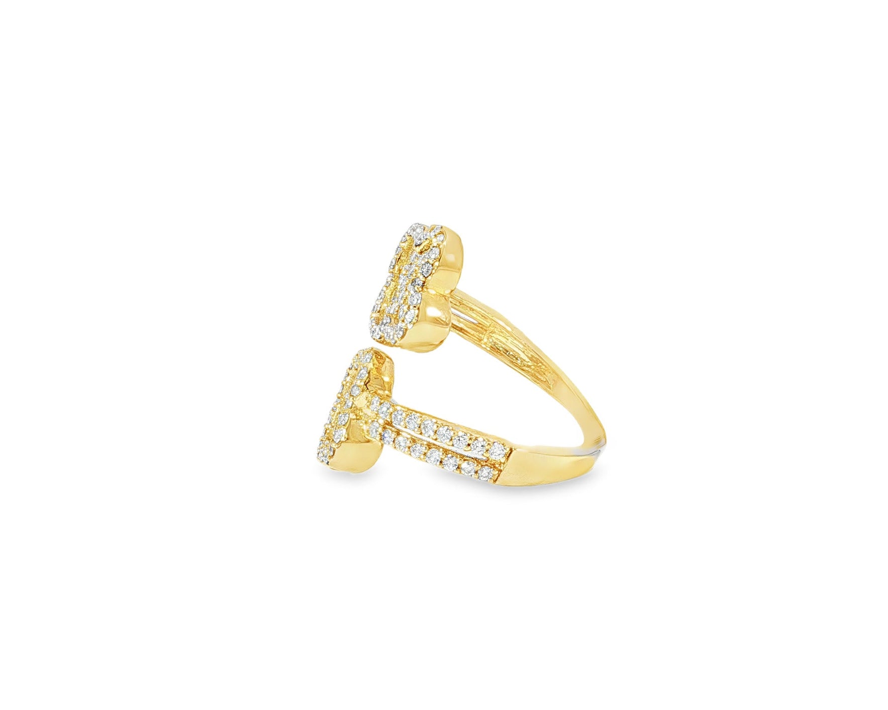 14k Gold Diamond Floral Bypass Ring with Pave Clover Design 1.25ct - AVI THE JEWELER