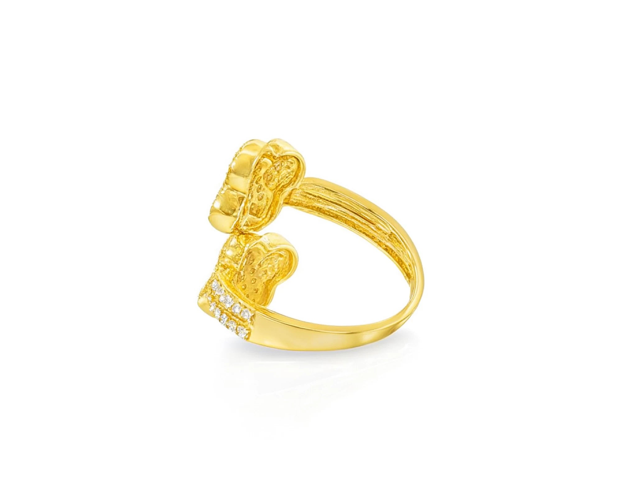 14k Gold Diamond Floral Bypass Ring with Pave Clover Design 1.25ct – lifestyle 668