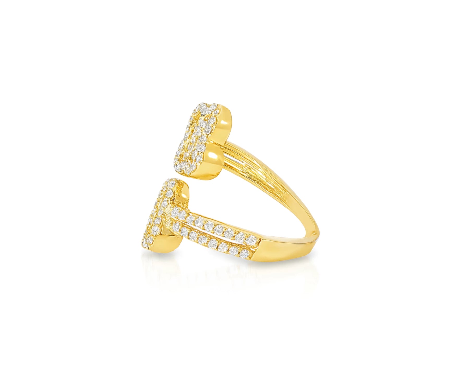 14k Gold Diamond Floral Bypass Ring with Pave Clover Design 1.25ct – lifestyle 669