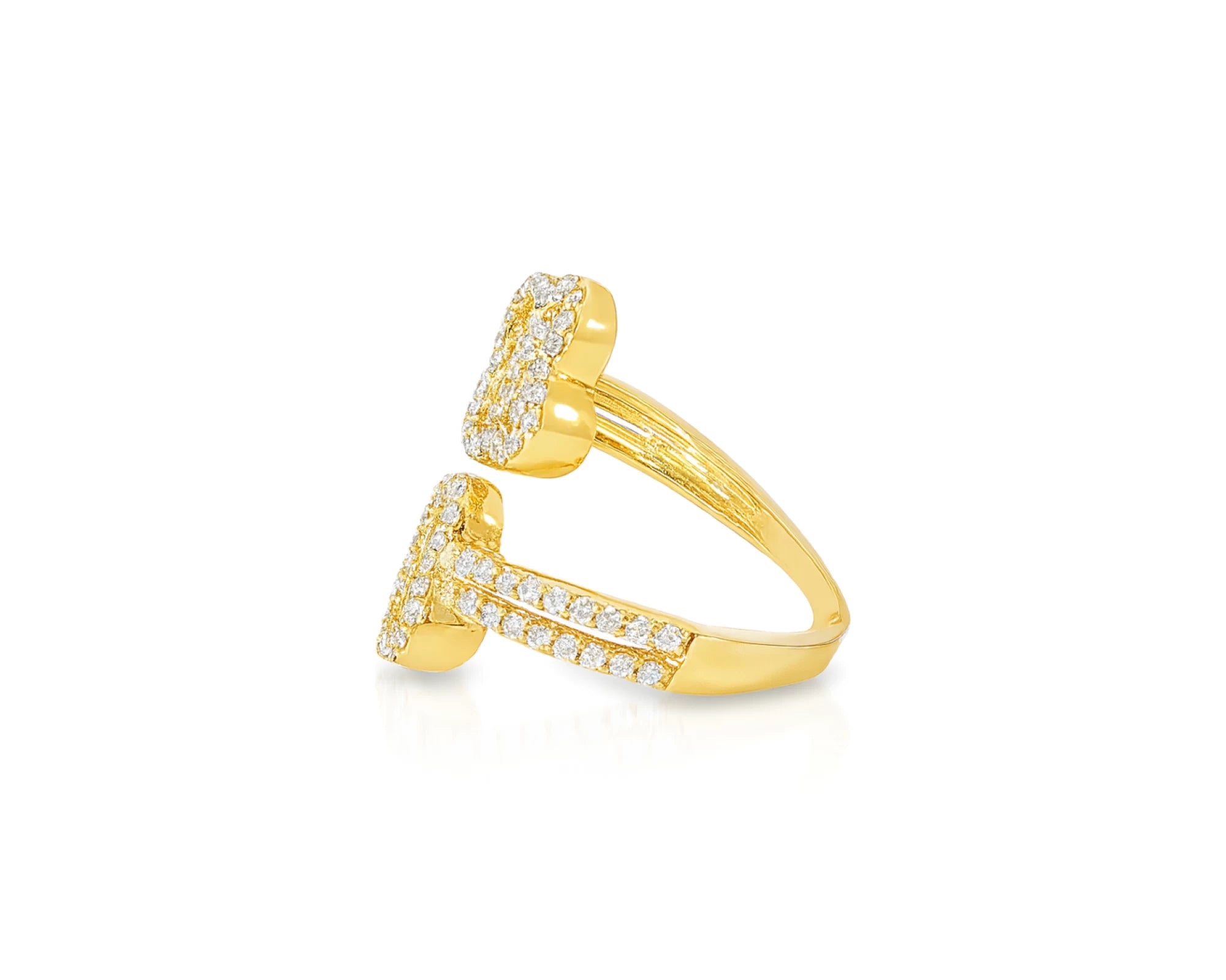 14k Gold Diamond Floral Bypass Ring with Pave Clover Design 1.25ct – lifestyle 669