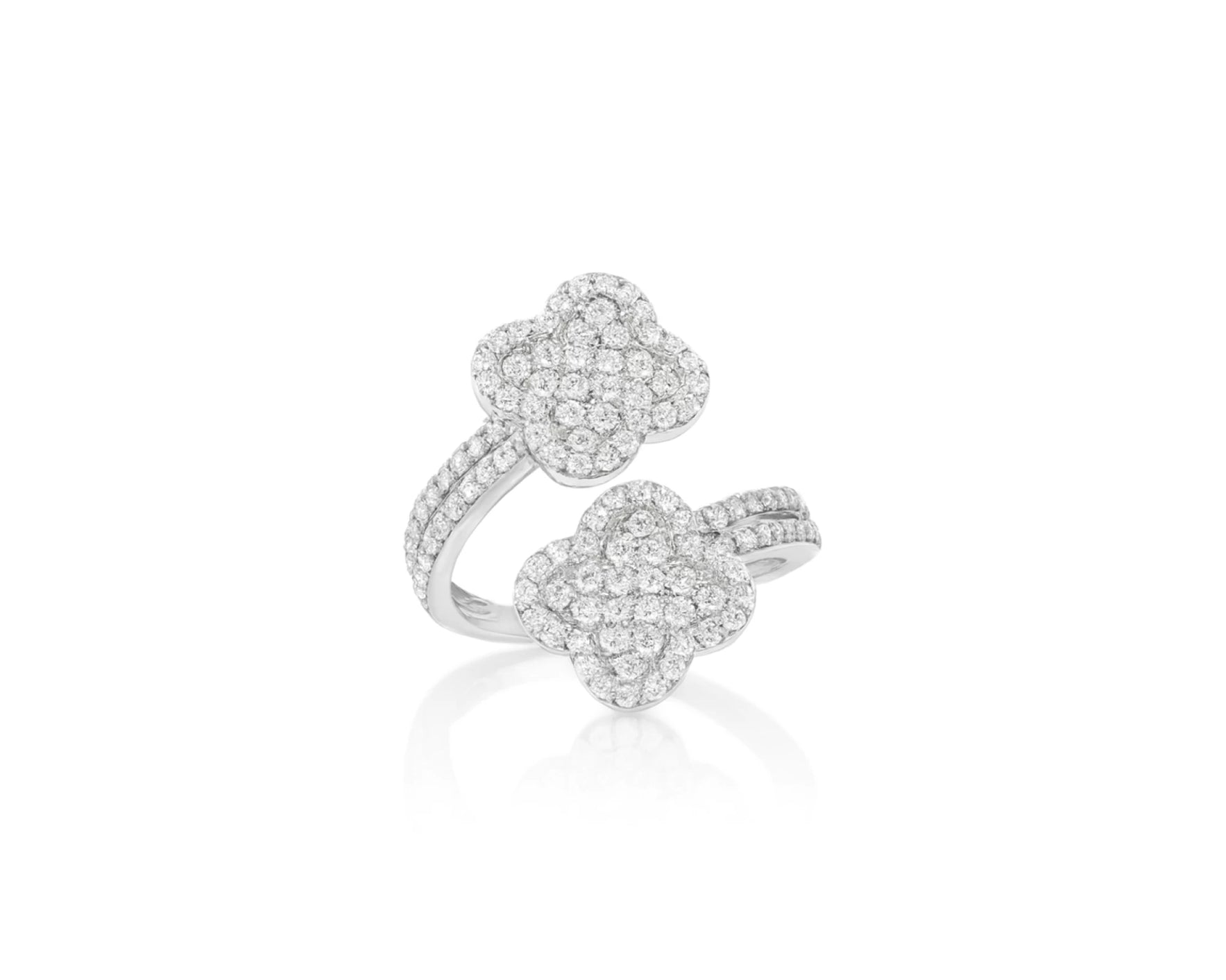 14k Gold Diamond Floral Bypass Ring with Pave Clover Design 1.25ct – lifestyle 671