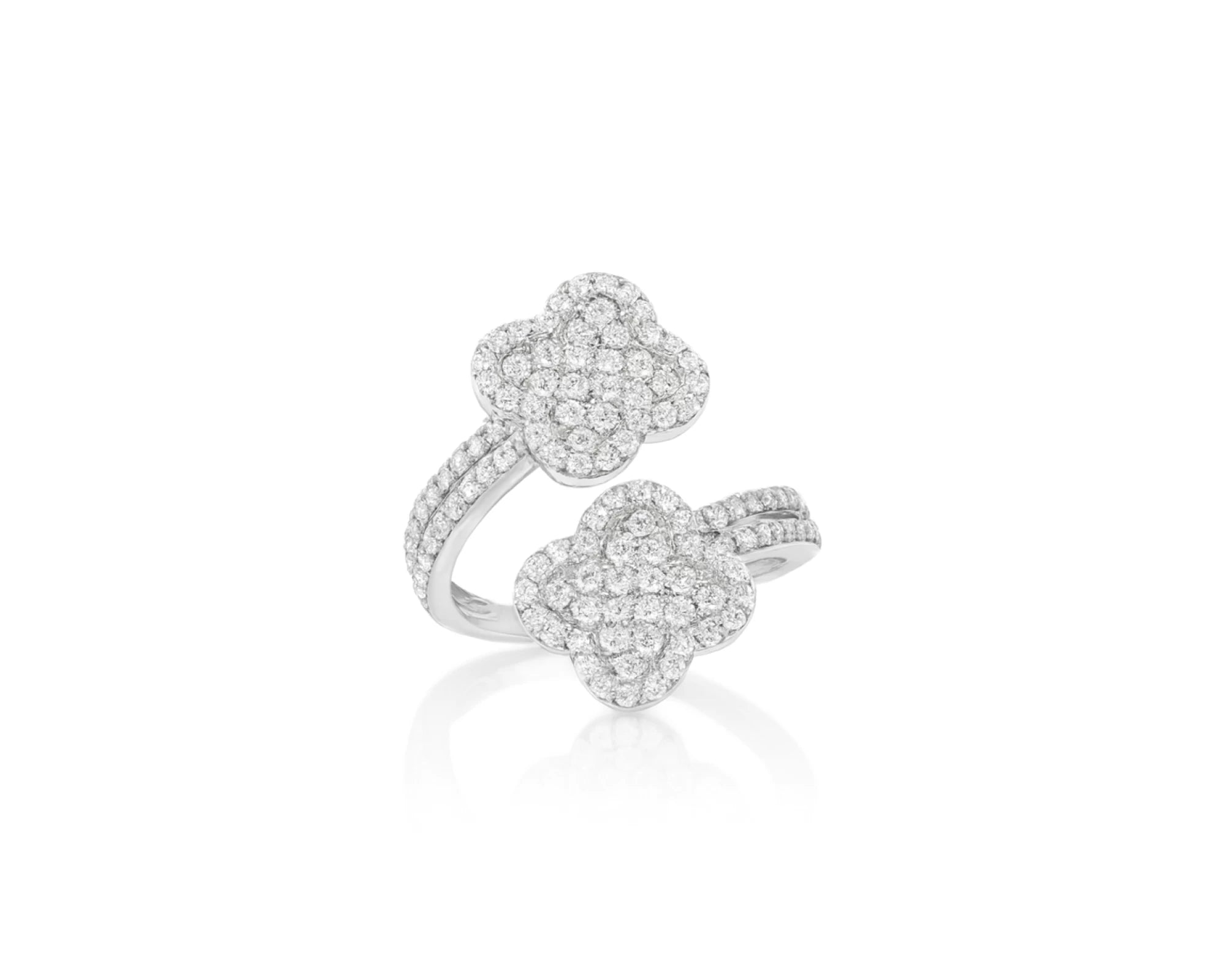 14k Gold Diamond Floral Bypass Ring with Pave Clover Design 1.25ct – lifestyle 671