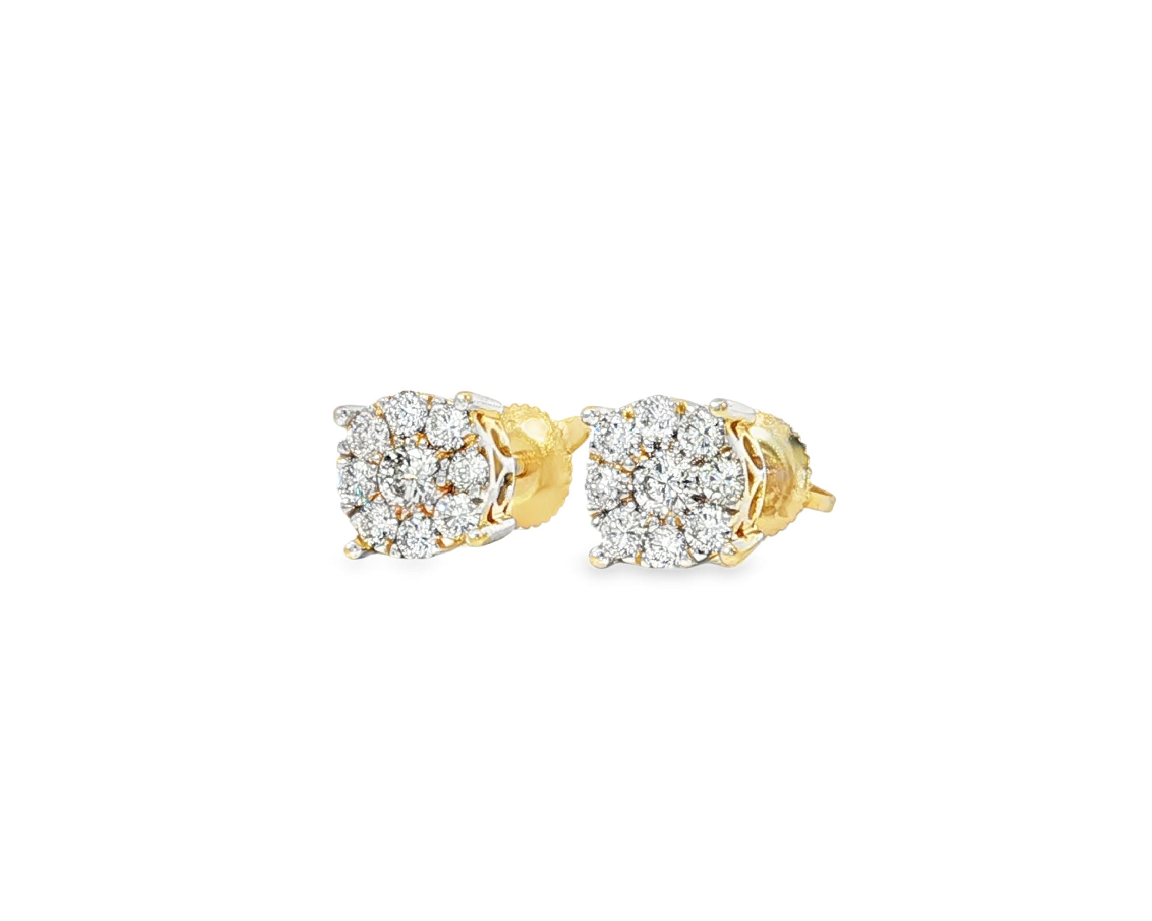 14k Gold Diamond Floral Cluster Earrings Round Brilliant Cut [0.25ct – 1.00ct] - AVI THE JEWELER