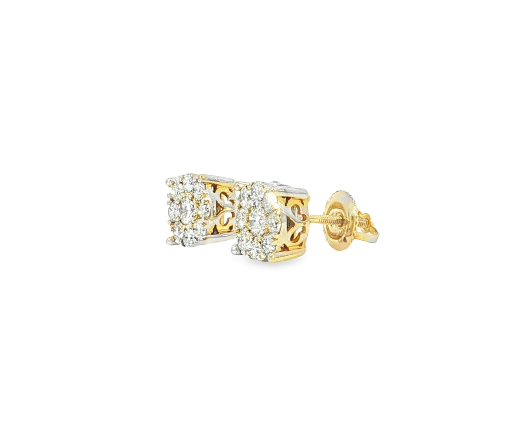 14k Gold Diamond Floral Cluster Earrings Round Brilliant Cut [0.25ct – 1.00ct] - AVI THE JEWELER
