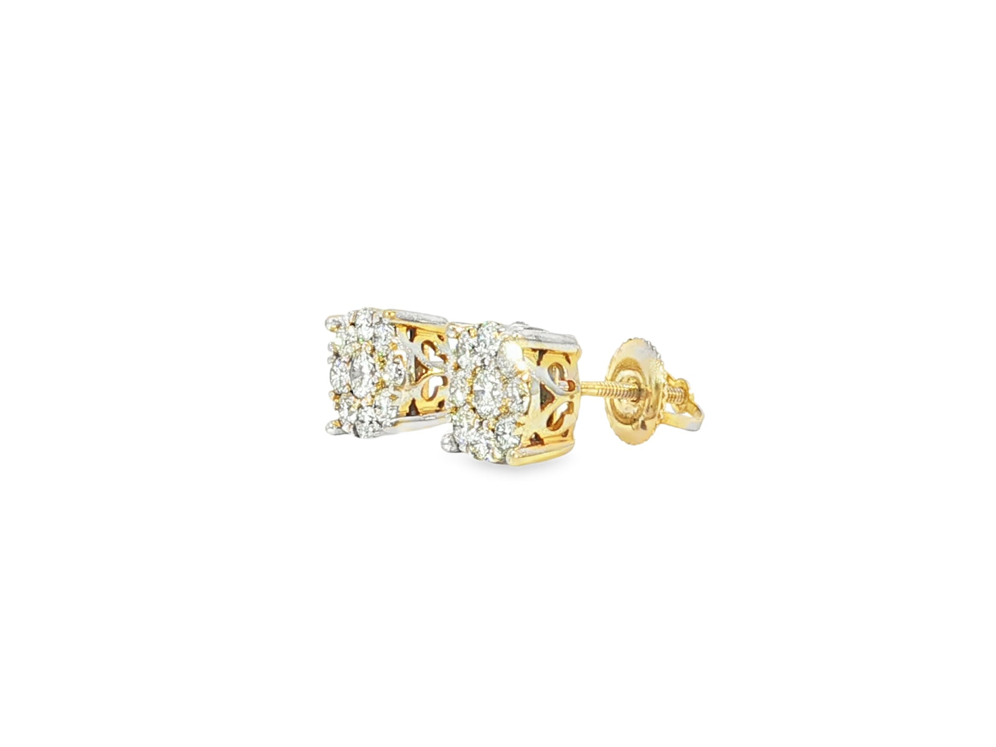 14k Gold Diamond Floral Cluster Earrings Round Brilliant Cut [0.25ct – 1.00ct] - AVI THE JEWELER