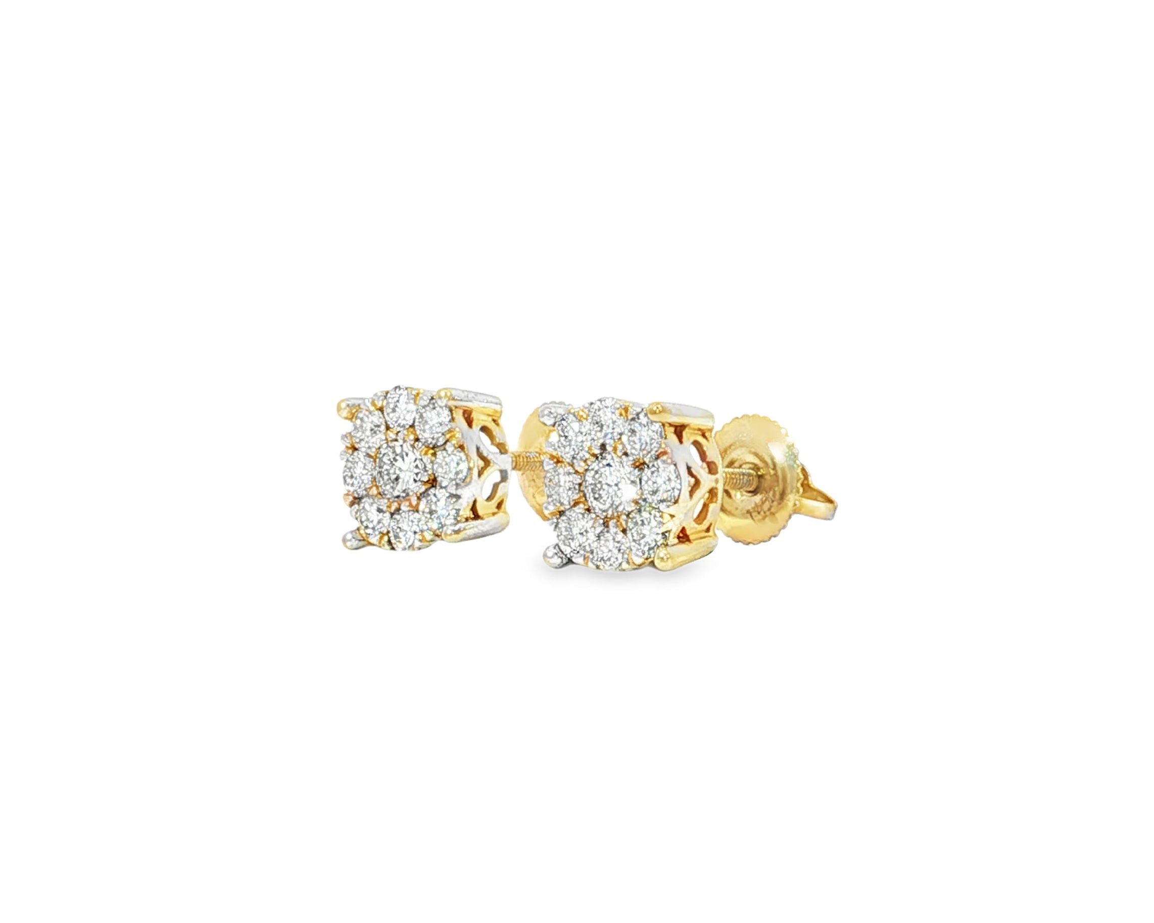 14k Gold Diamond Floral Cluster Earrings Round Brilliant Cut [0.25ct – 1.00ct] - AVI THE JEWELER