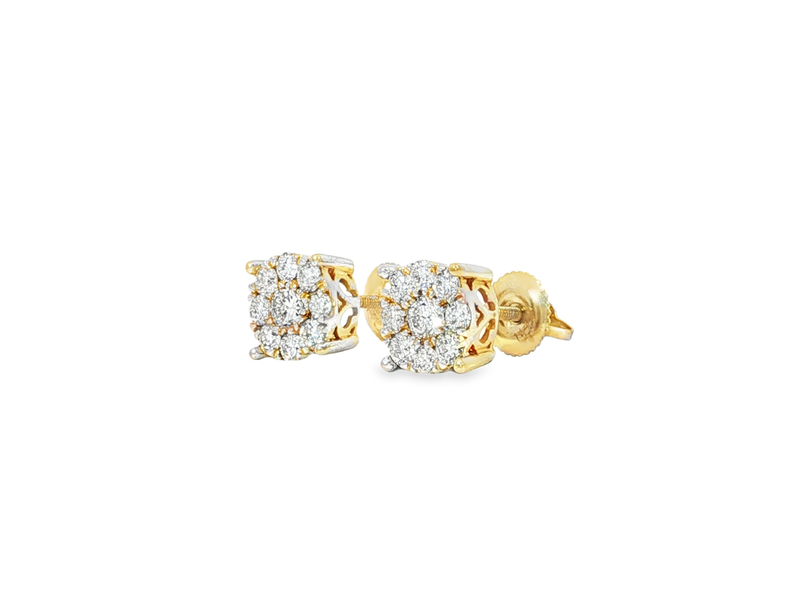 14k Gold Diamond Floral Cluster Earrings Round Brilliant Cut [0.25ct – 1.00ct] - AVI THE JEWELER