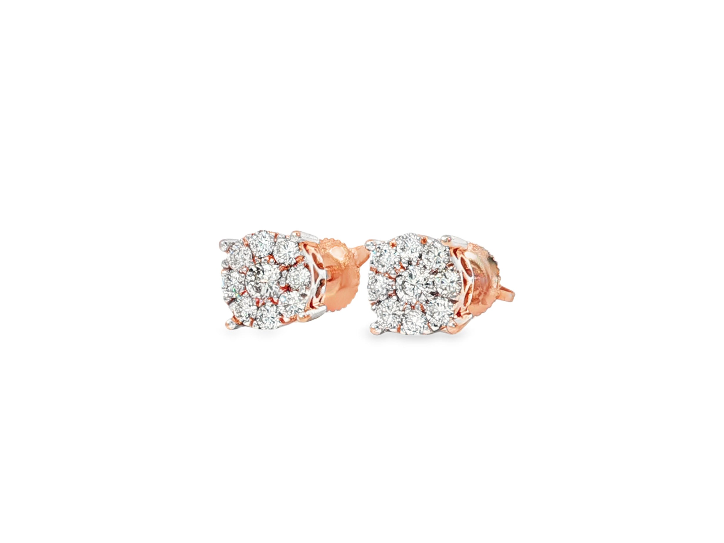 14k Gold Diamond Floral Cluster Earrings Round Brilliant Cut [0.25ct – 1.00ct] - AVI THE JEWELER