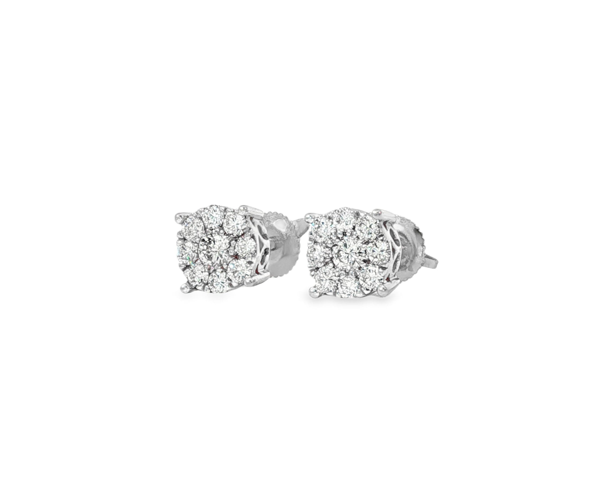 14k Gold Diamond Floral Cluster Earrings Round Brilliant Cut [0.25ct – 1.00ct] - AVI THE JEWELER