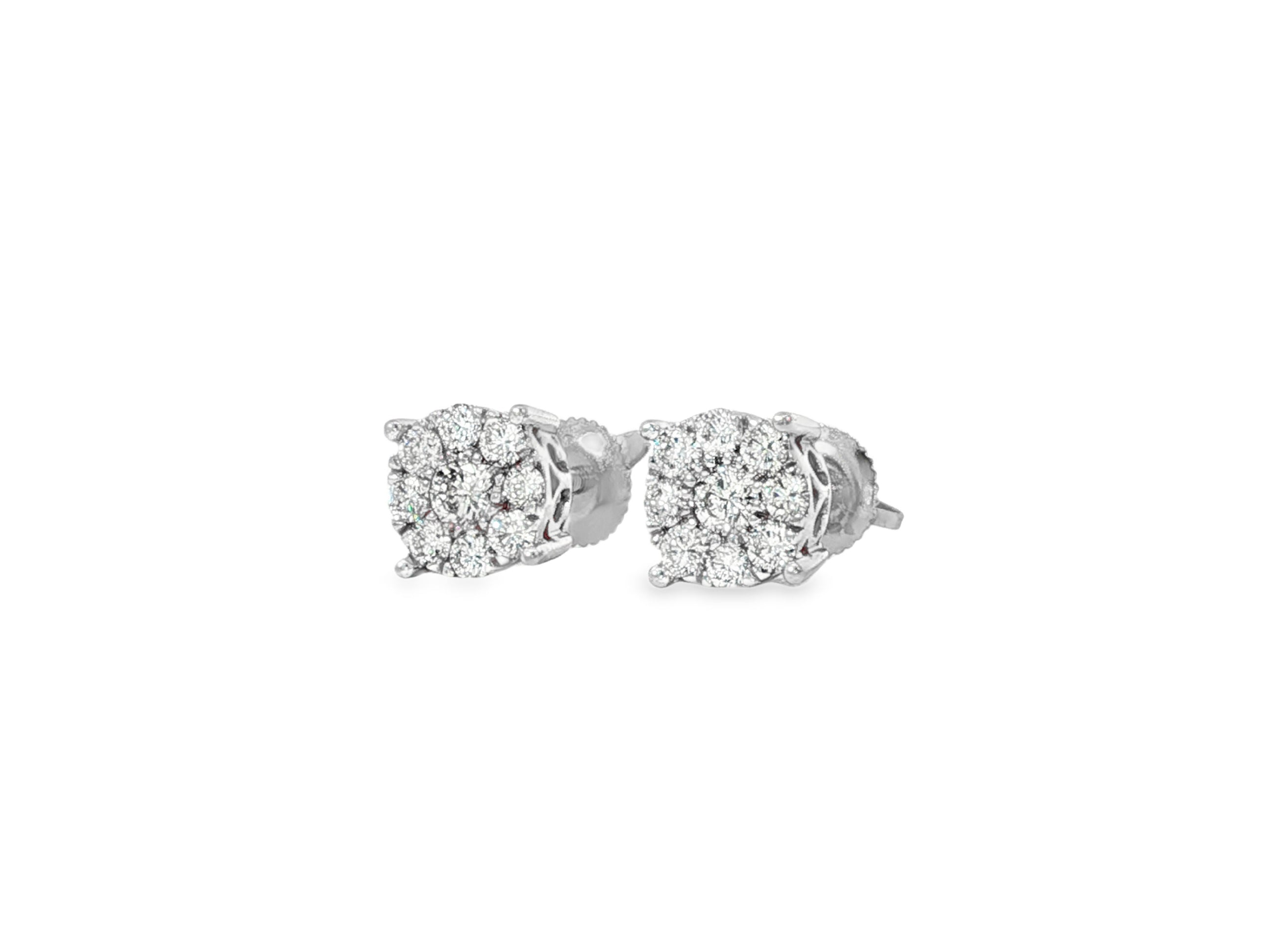 14k Gold Diamond Floral Cluster Earrings Round Brilliant Cut [0.25ct – 1.00ct] - AVI THE JEWELER