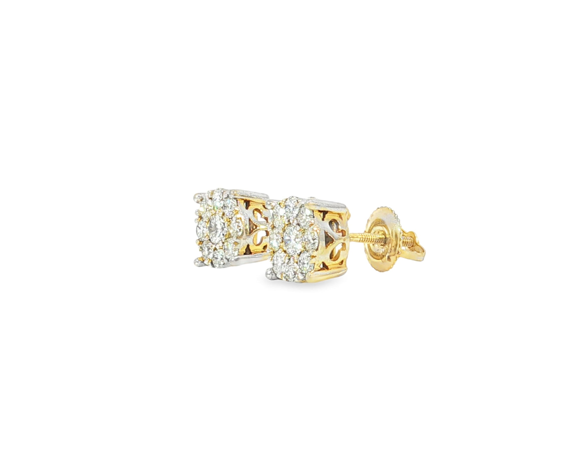 14k Gold Diamond Floral Cluster Earrings Round Brilliant Cut [0.25ct – 1.00ct] - AVI THE JEWELER