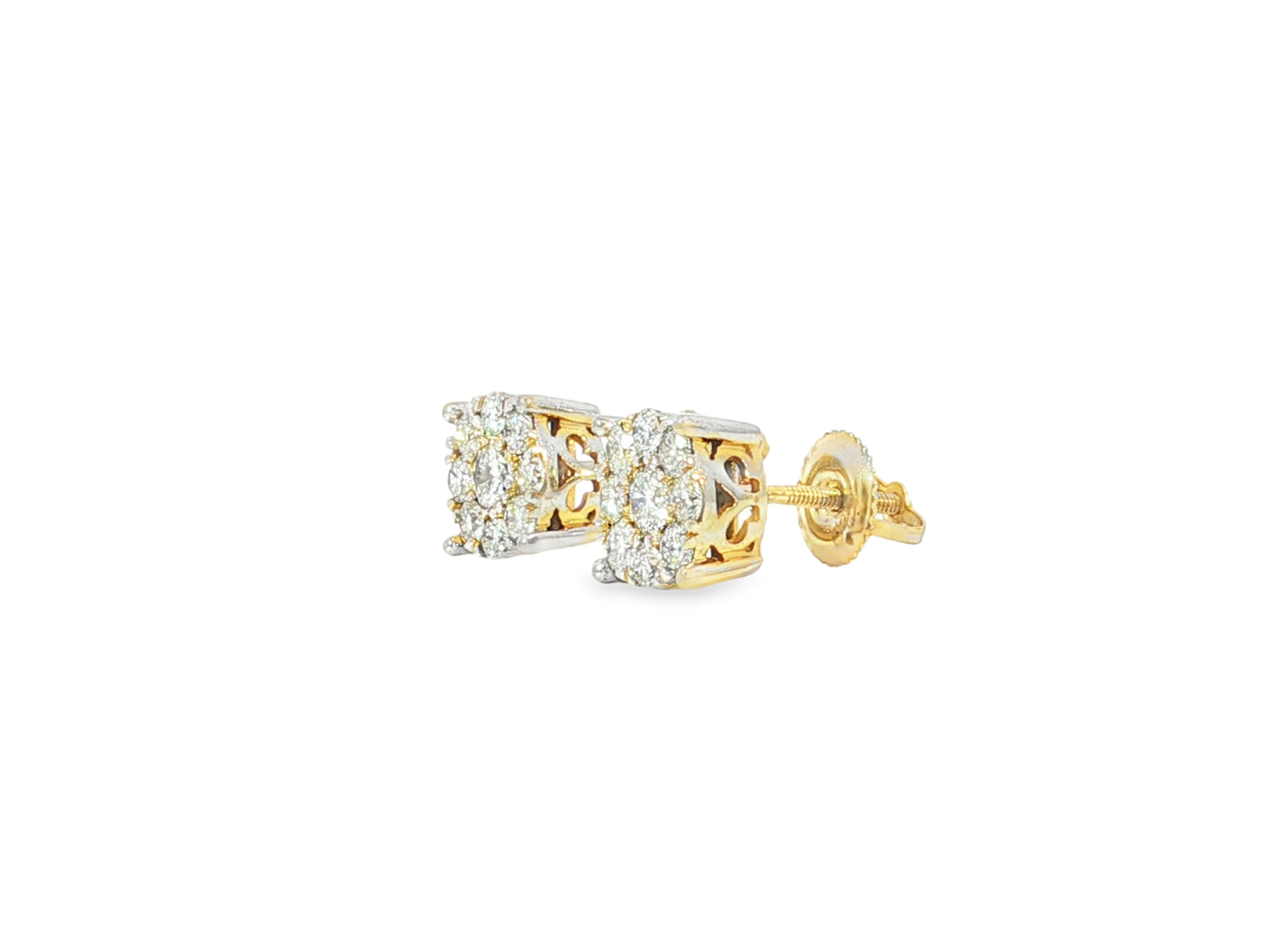 14k Gold Diamond Floral Cluster Earrings Round Brilliant Cut [0.25ct – 1.00ct] - AVI THE JEWELER
