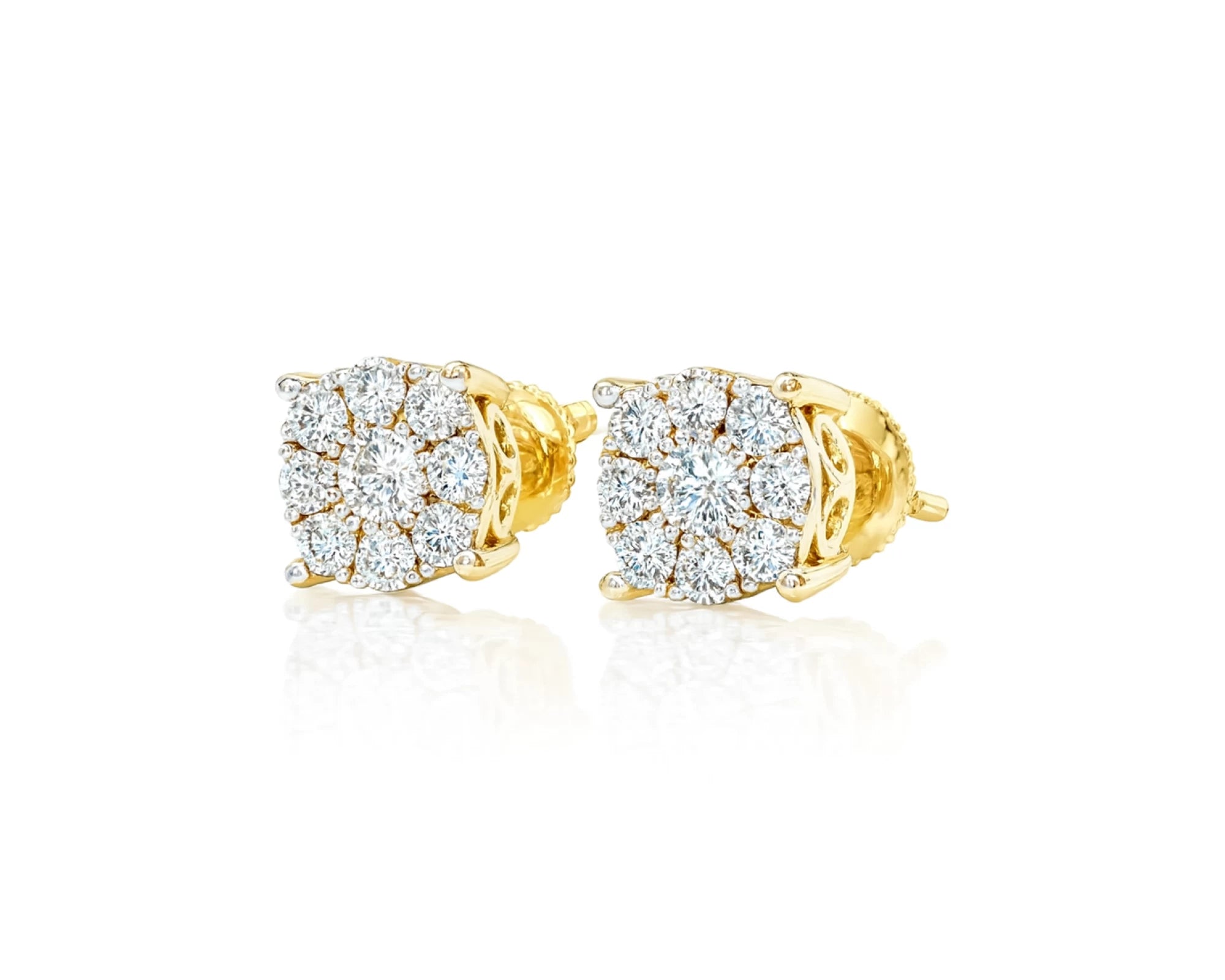 14k Gold Diamond Floral Cluster Earrings Round Brilliant Cut [0.25ct – 1.00ct] – lifestyle 3996