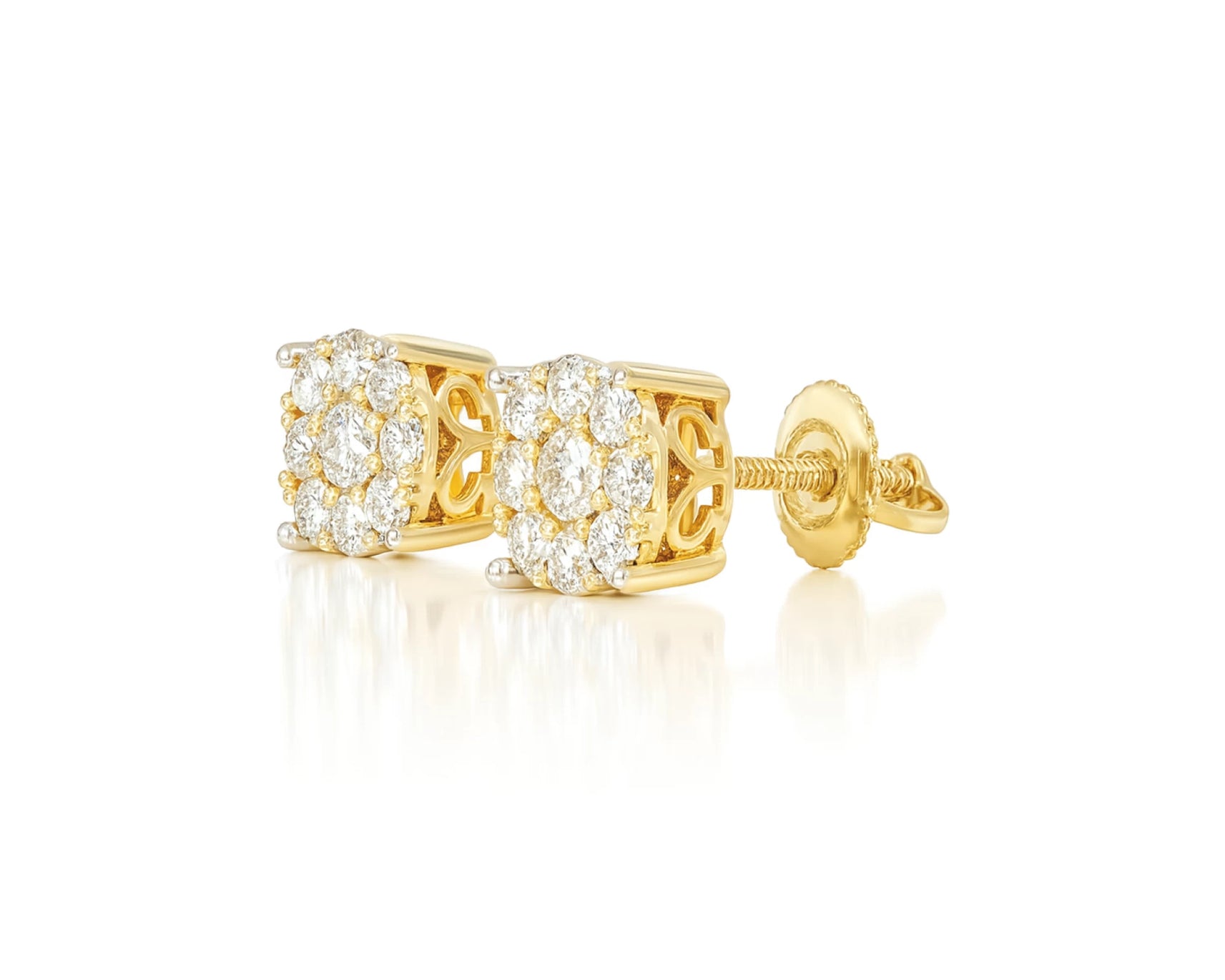 14k Gold Diamond Floral Cluster Earrings Round Brilliant Cut [0.25ct – 1.00ct] – lifestyle 3997