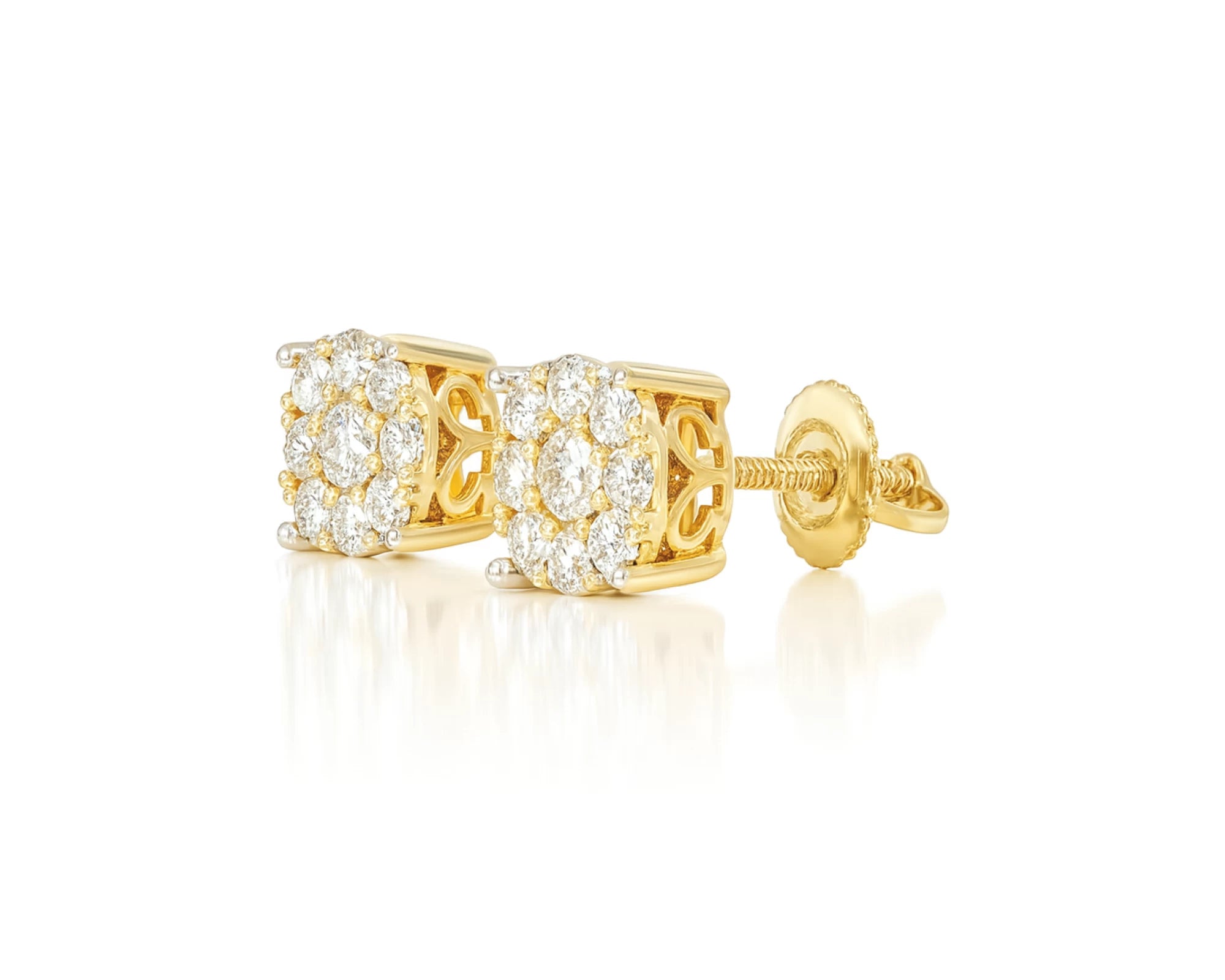 14k Gold Diamond Floral Cluster Earrings Round Brilliant Cut [0.25ct – 1.00ct] – lifestyle 3997