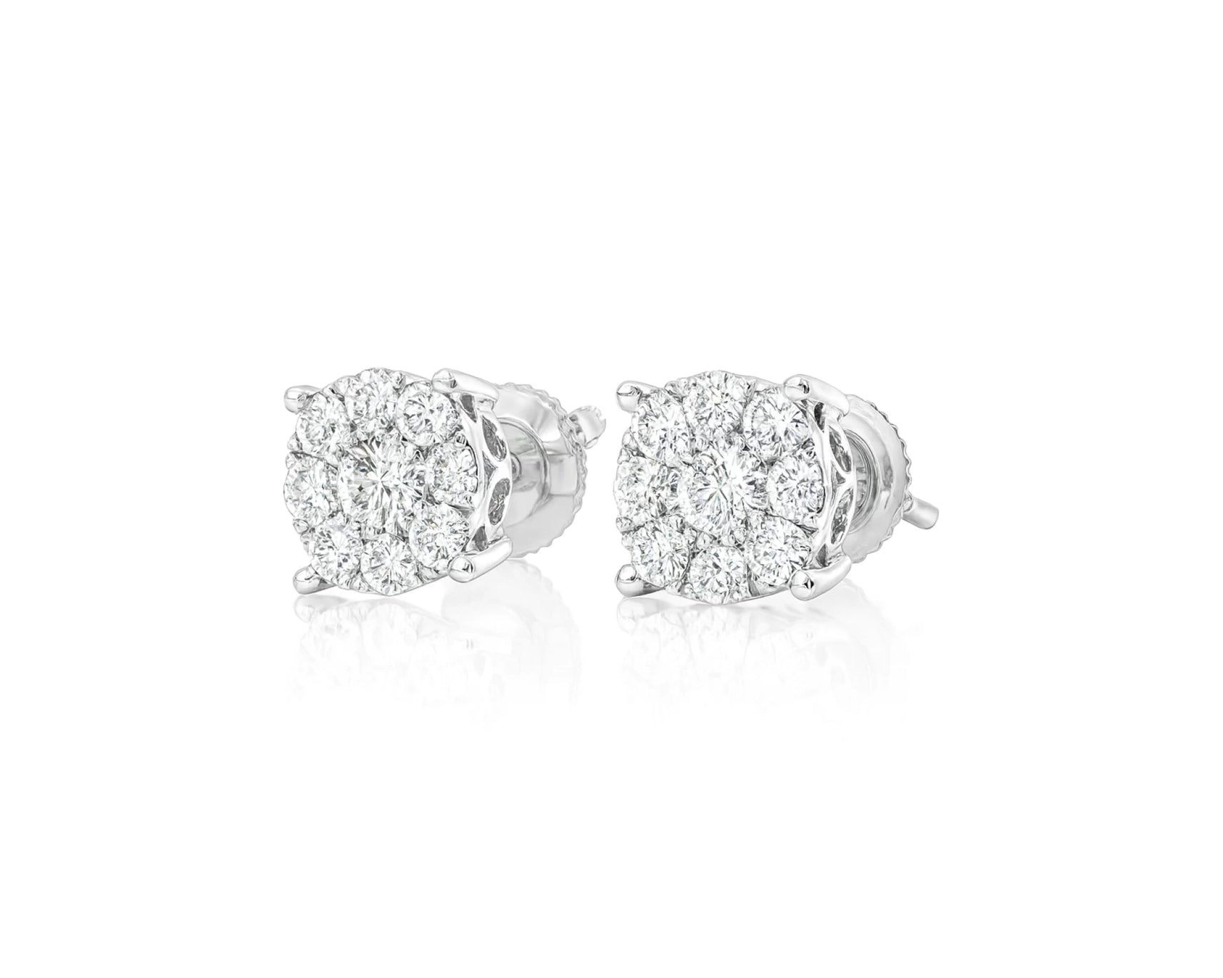 14k Gold Diamond Floral Cluster Earrings Round Brilliant Cut [0.25ct – 1.00ct] – lifestyle 4000