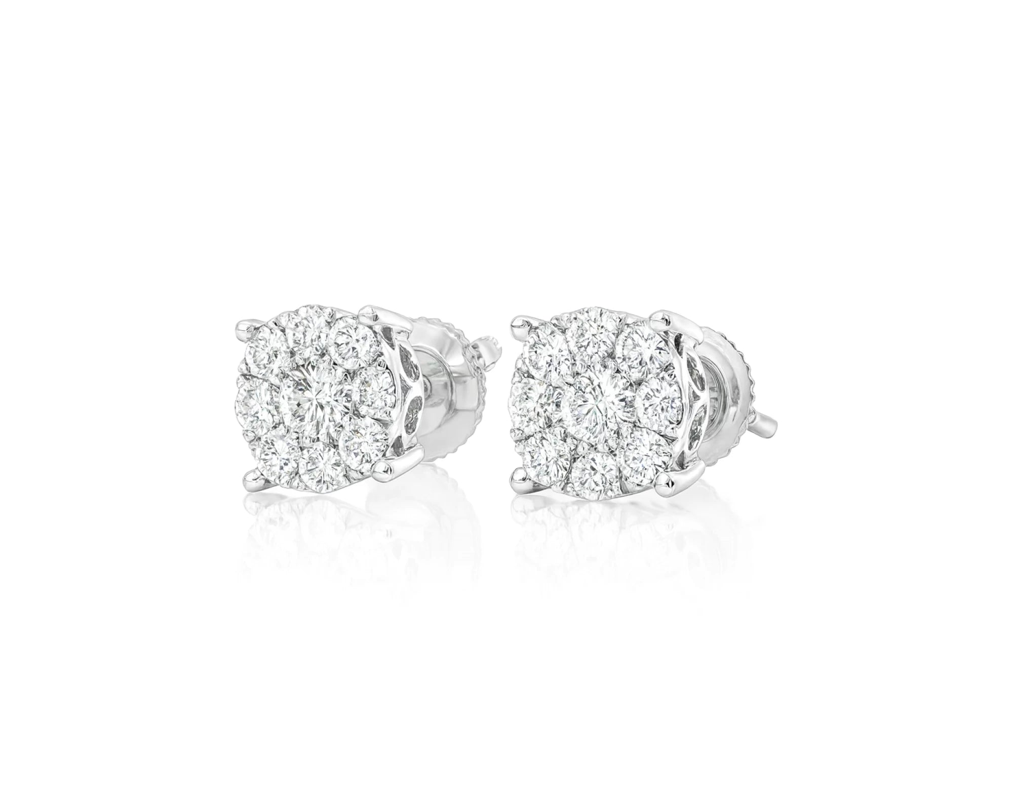14k Gold Diamond Floral Cluster Earrings Round Brilliant Cut [0.25ct – 1.00ct] – lifestyle 4000