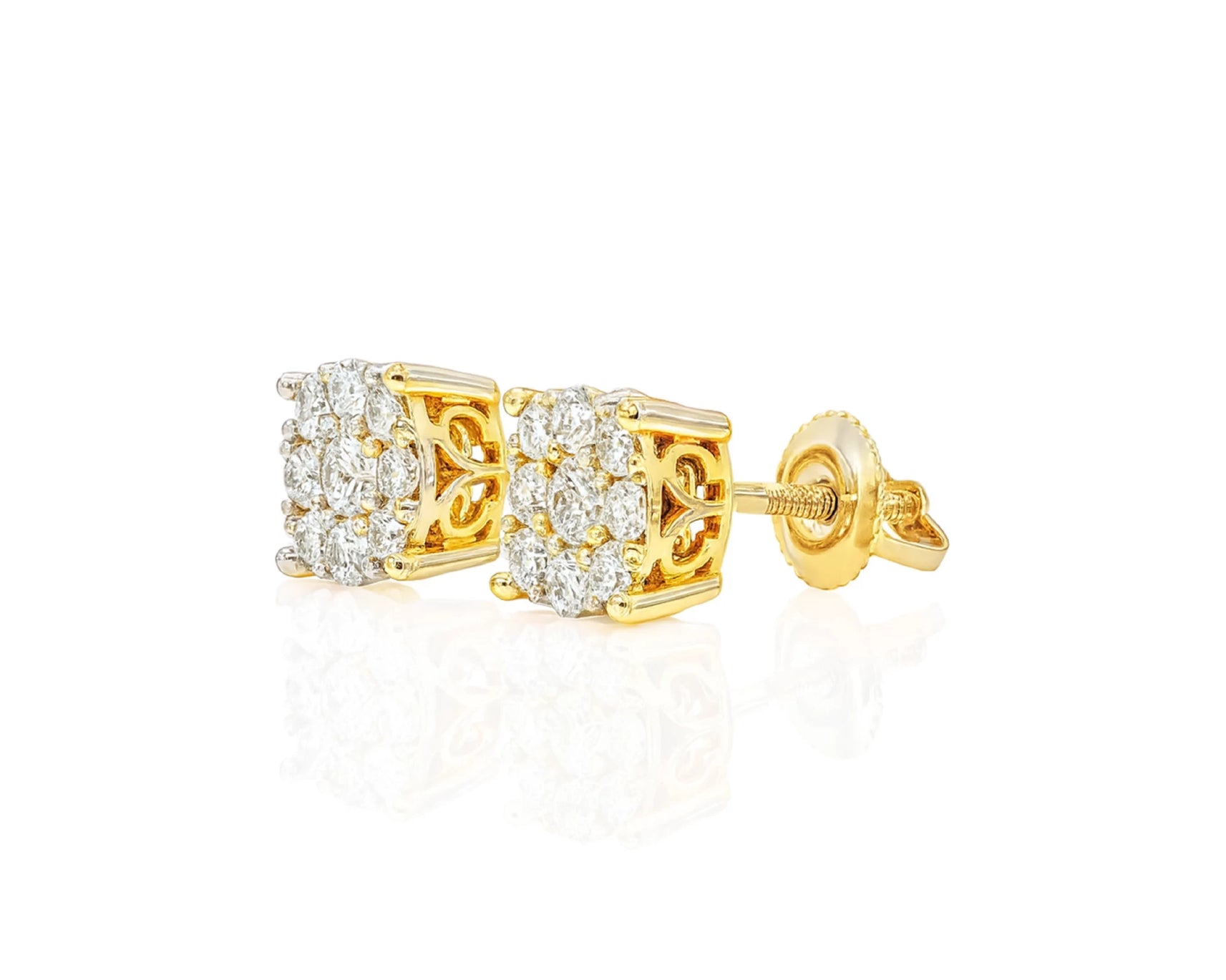 14k Gold Diamond Floral Cluster Earrings Round Brilliant Cut [0.25ct – 1.00ct] – lifestyle 4001