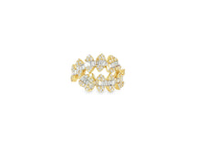 14k Gold Diamond Floral Eternity Ring with Baguette & Round 1.10ct