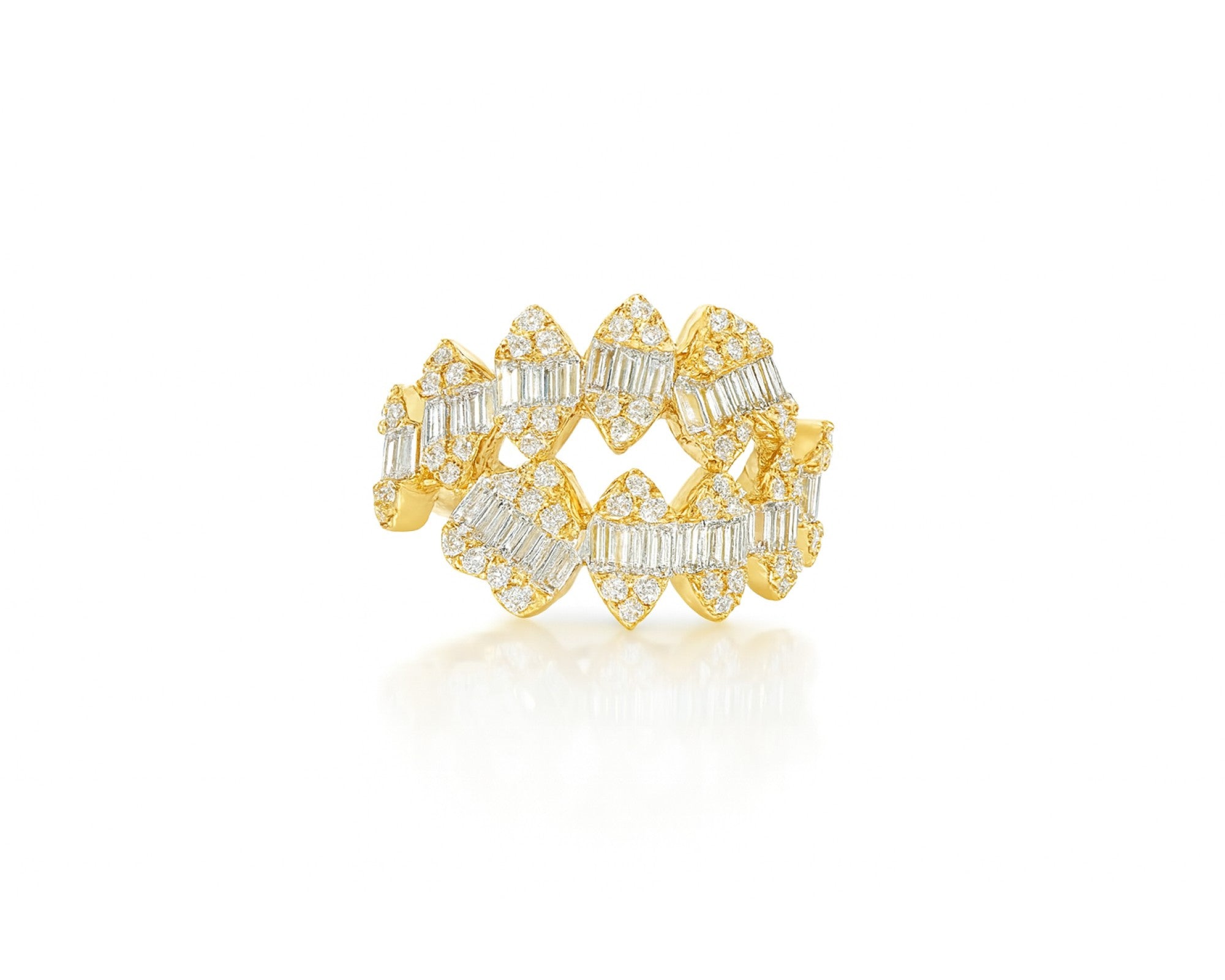 14k Gold Diamond Floral Eternity Ring with Baguette & Round 1.10ct – lifestyle 626