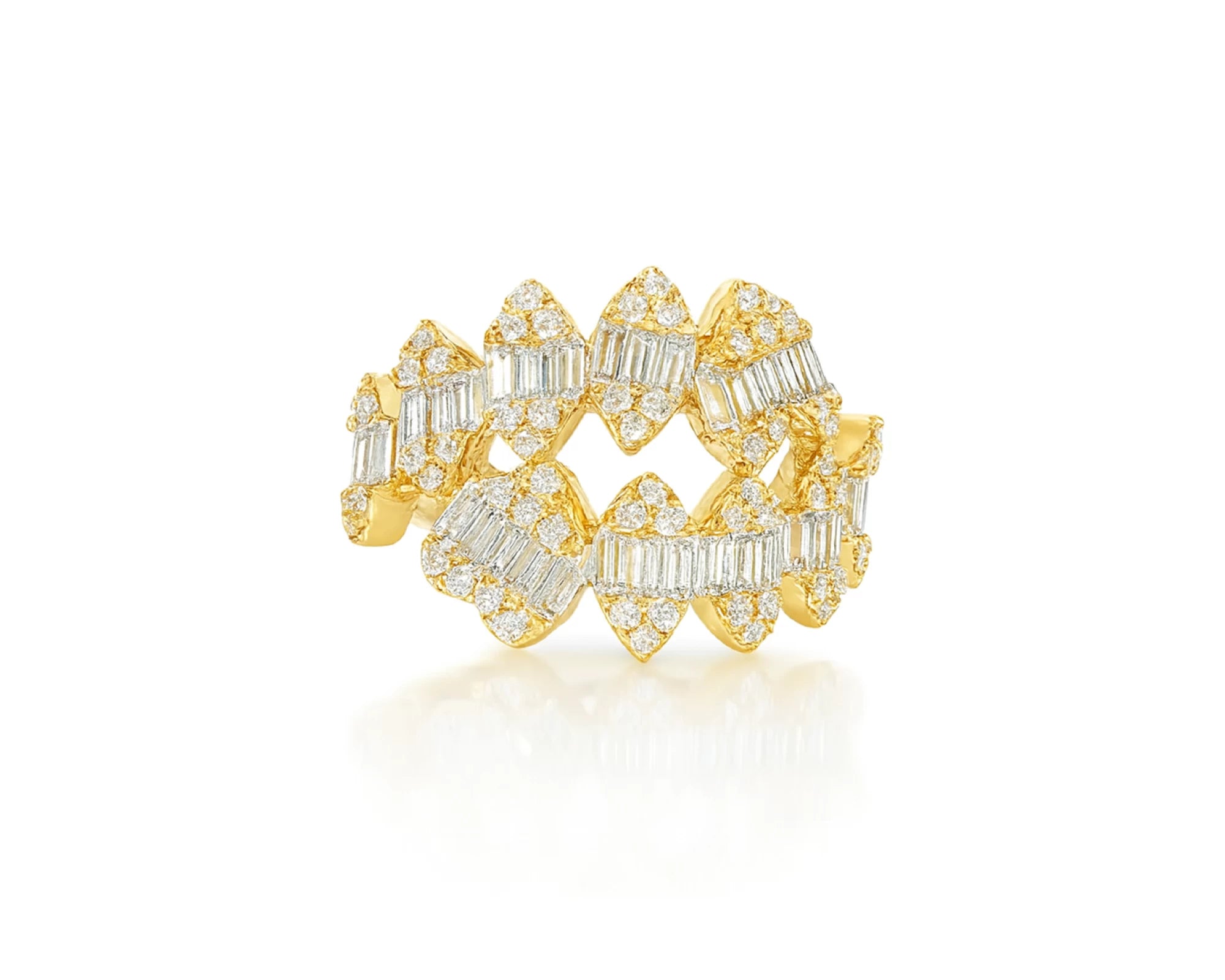 14k Gold Diamond Floral Eternity Ring with Baguette & Round 1.10ct – lifestyle 626