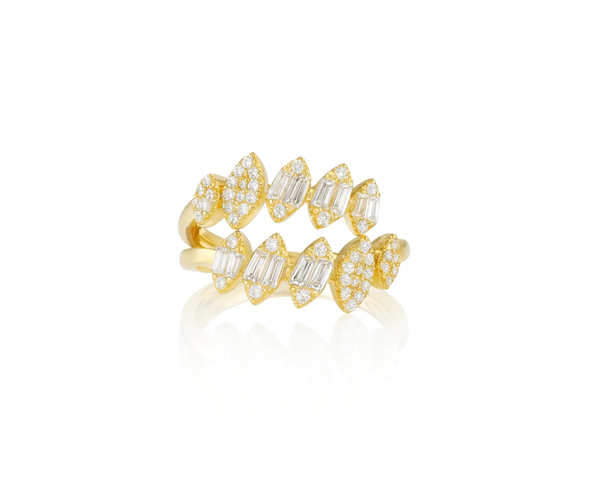 14k Gold Diamond Floral Eternity Ring with Baguette & Round 1.10ct – lifestyle 627
