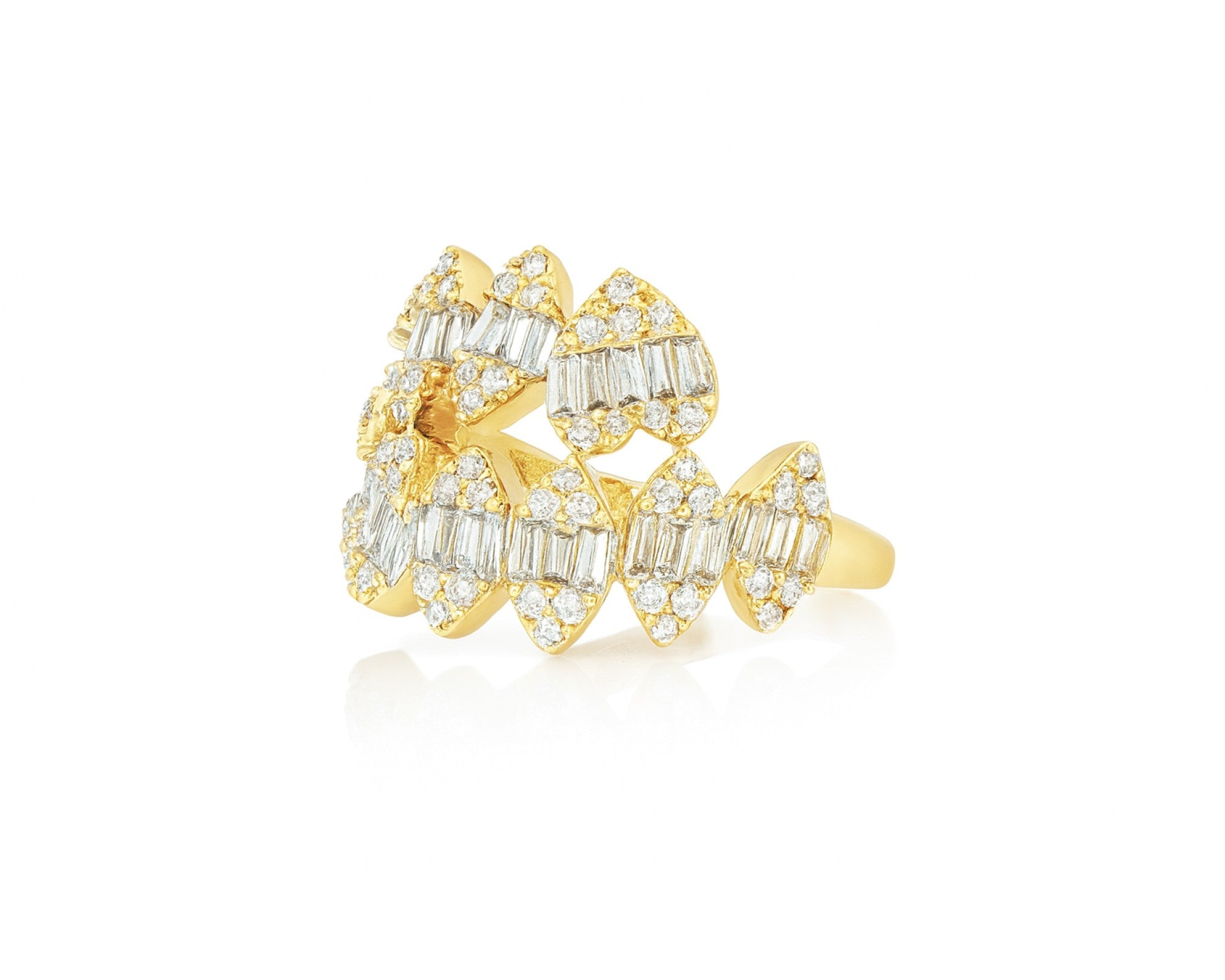 14k Gold Diamond Floral Eternity Ring with Baguette & Round 1.10ct – lifestyle 628