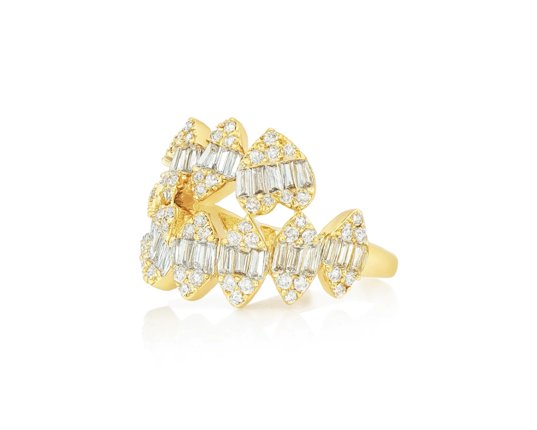 14k Gold Diamond Floral Eternity Ring with Baguette & Round 1.10ct – lifestyle 628