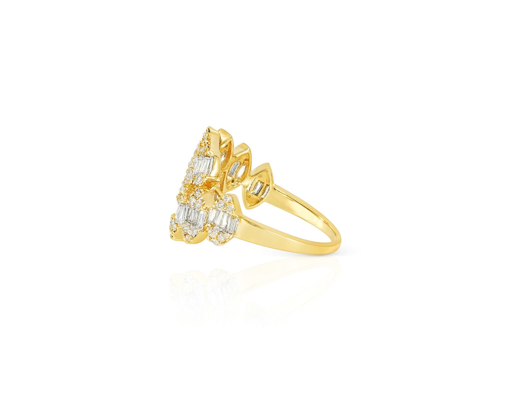 14k Gold Diamond Floral Eternity Ring with Baguette & Round 1.10ct – lifestyle 629