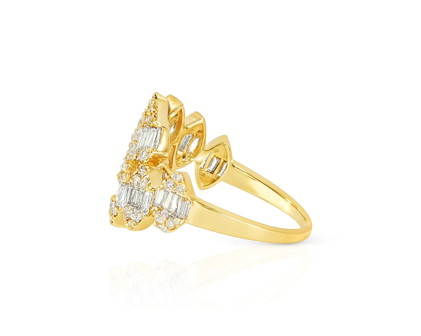 14k Gold Diamond Floral Eternity Ring with Baguette & Round 1.10ct – lifestyle 629